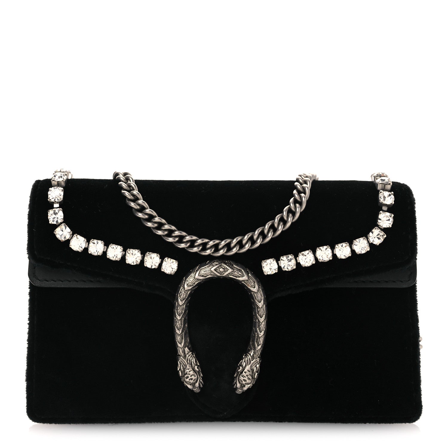 Velvet Crystal Super Mini Dionysus Shoulder Bag Black