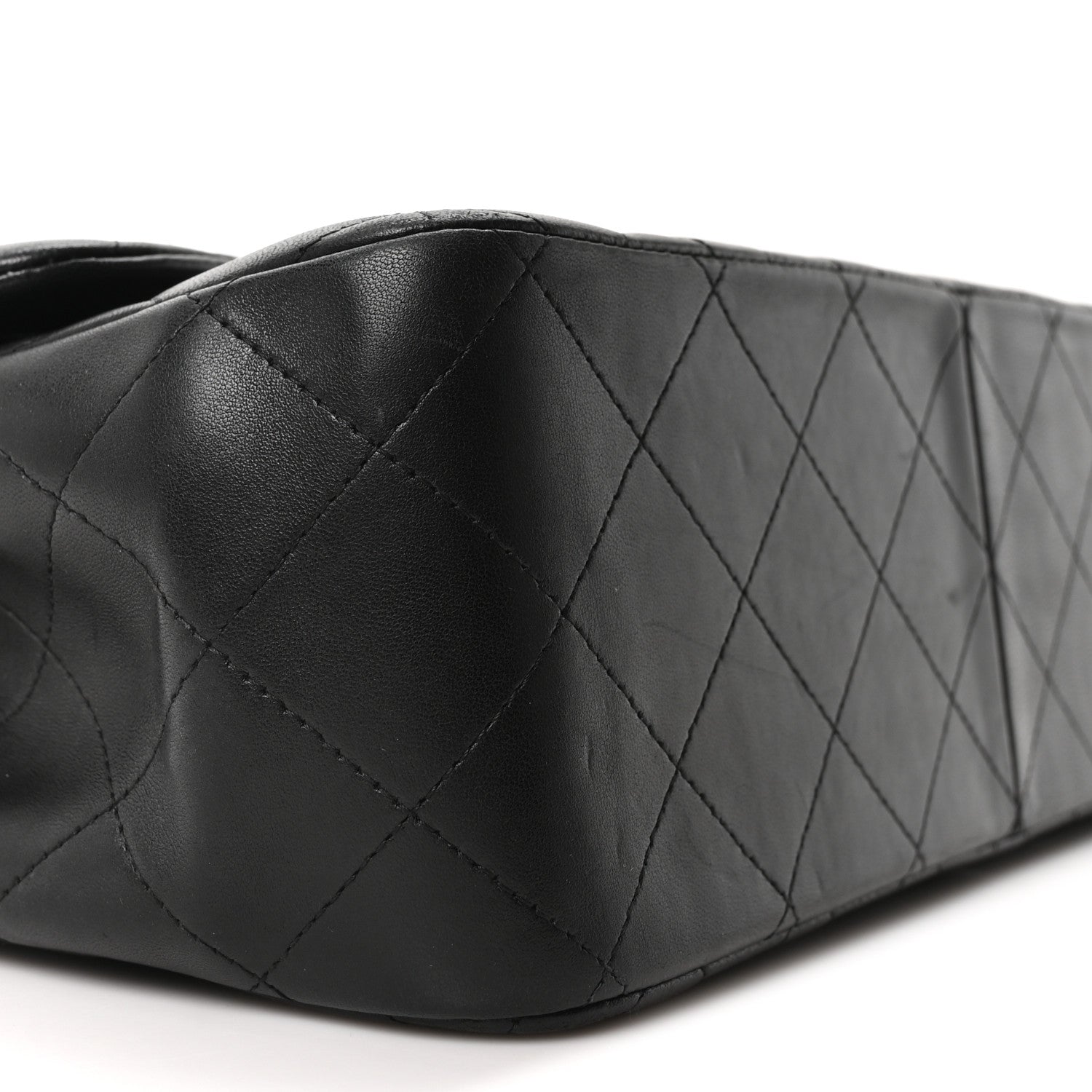 Lambskin Quilted Jumbo Double Flap Black