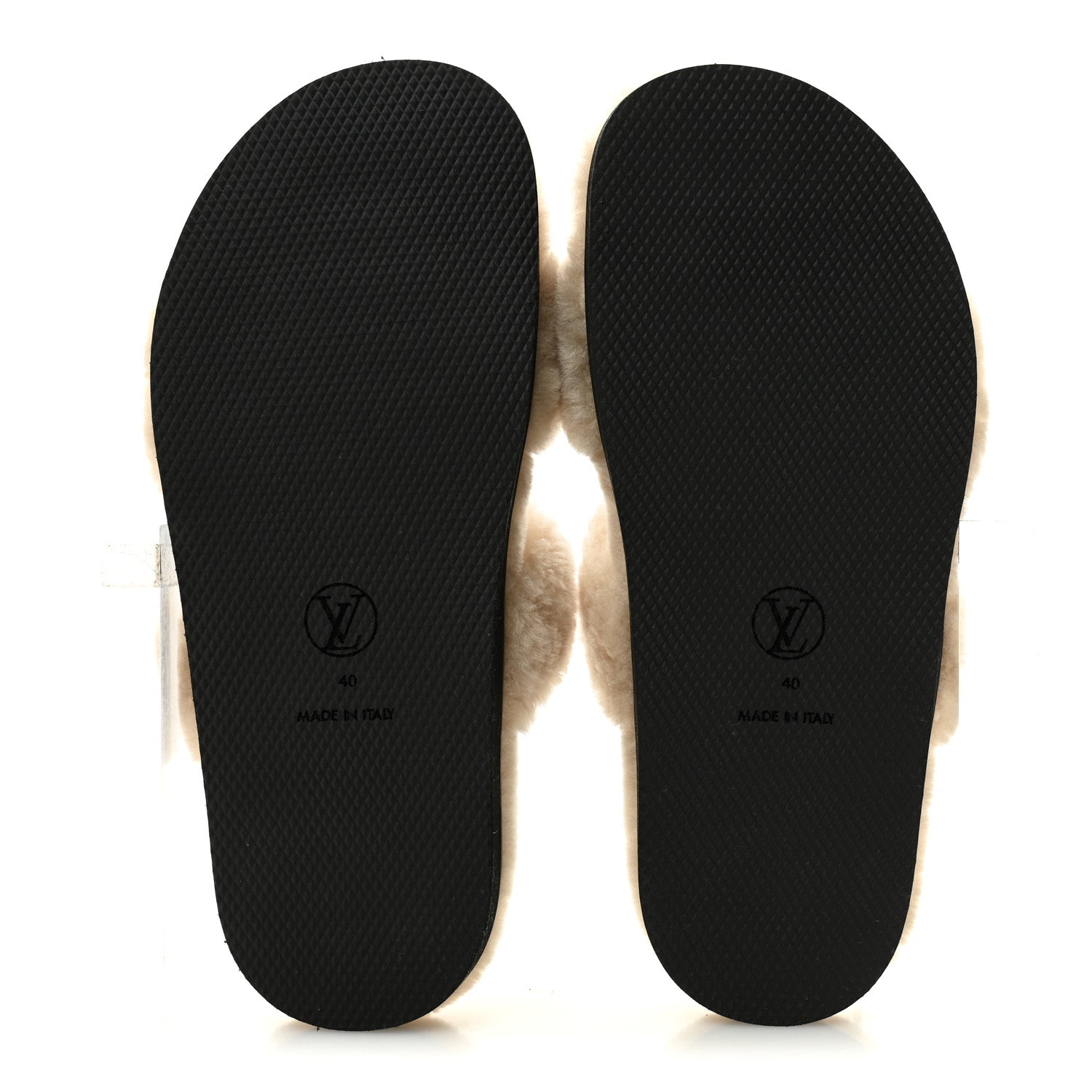 Shearling LV Sunset Flat Comfort Mule 40 Beige