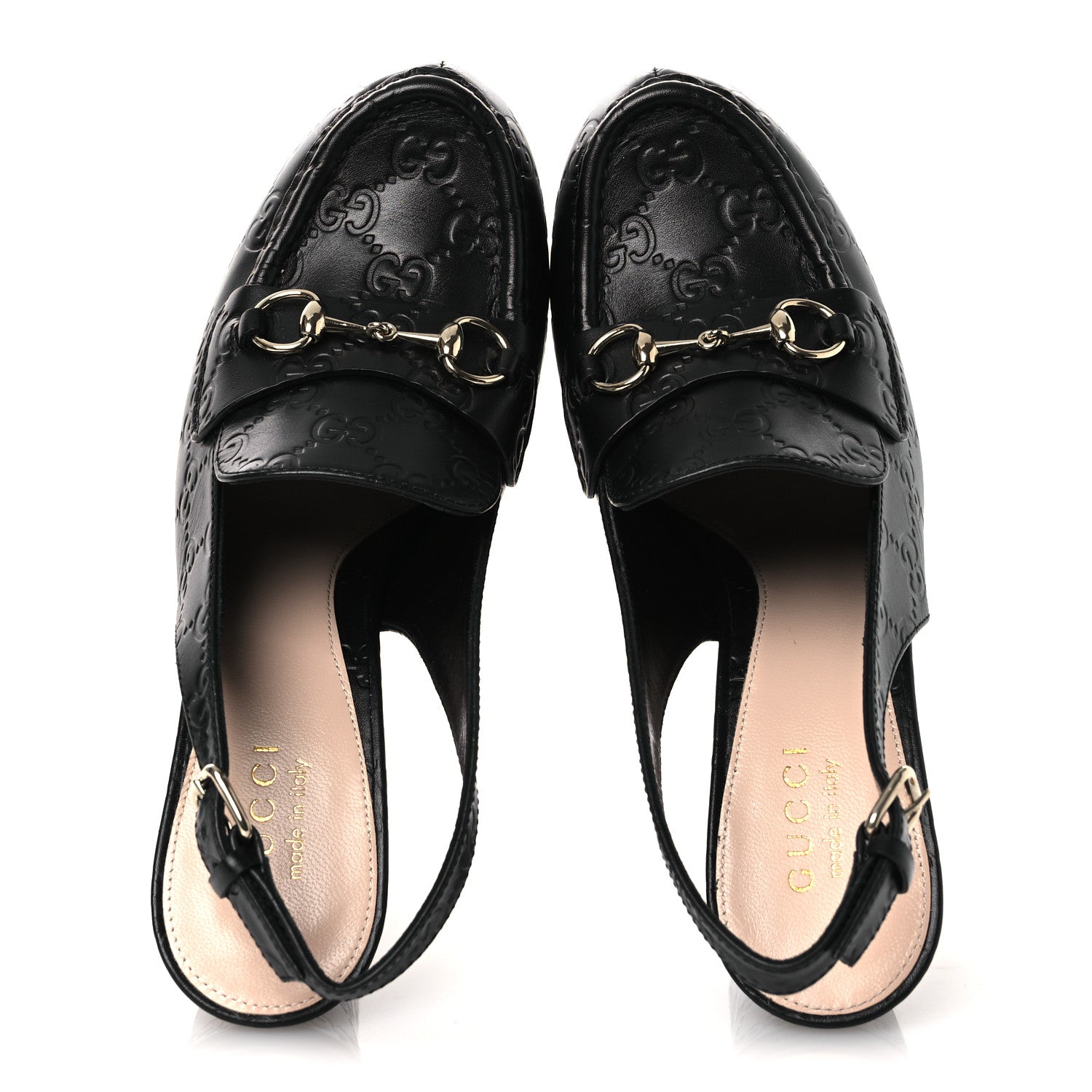 Guccissima Horsebit Platform 70/160mm Slingback Mules 38.5 Black