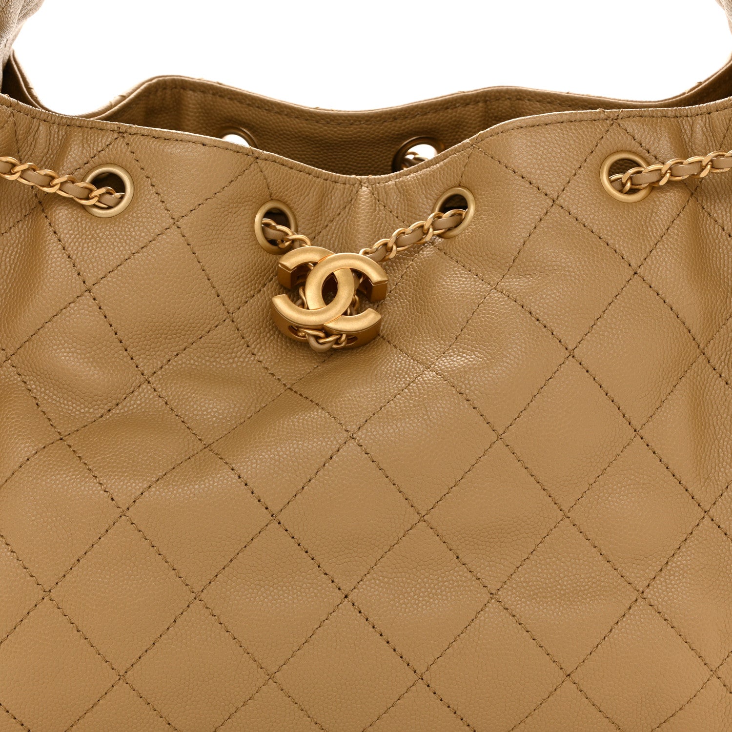 Caviar Quilted Small Chanel 25 Handbag Beige