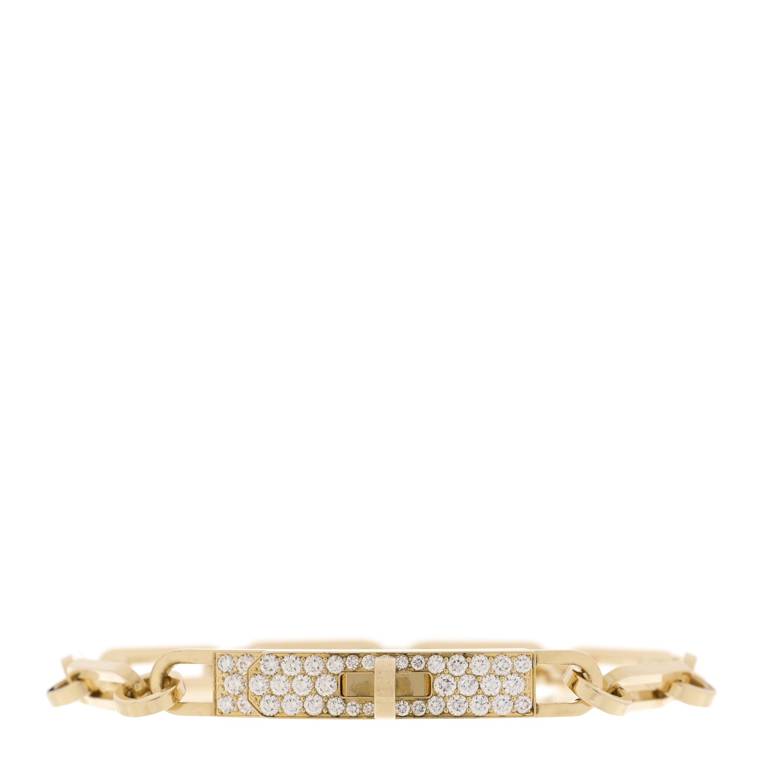 18K Yellow Gold Diamond Pave PM Kelly Chaine Bracelet XS