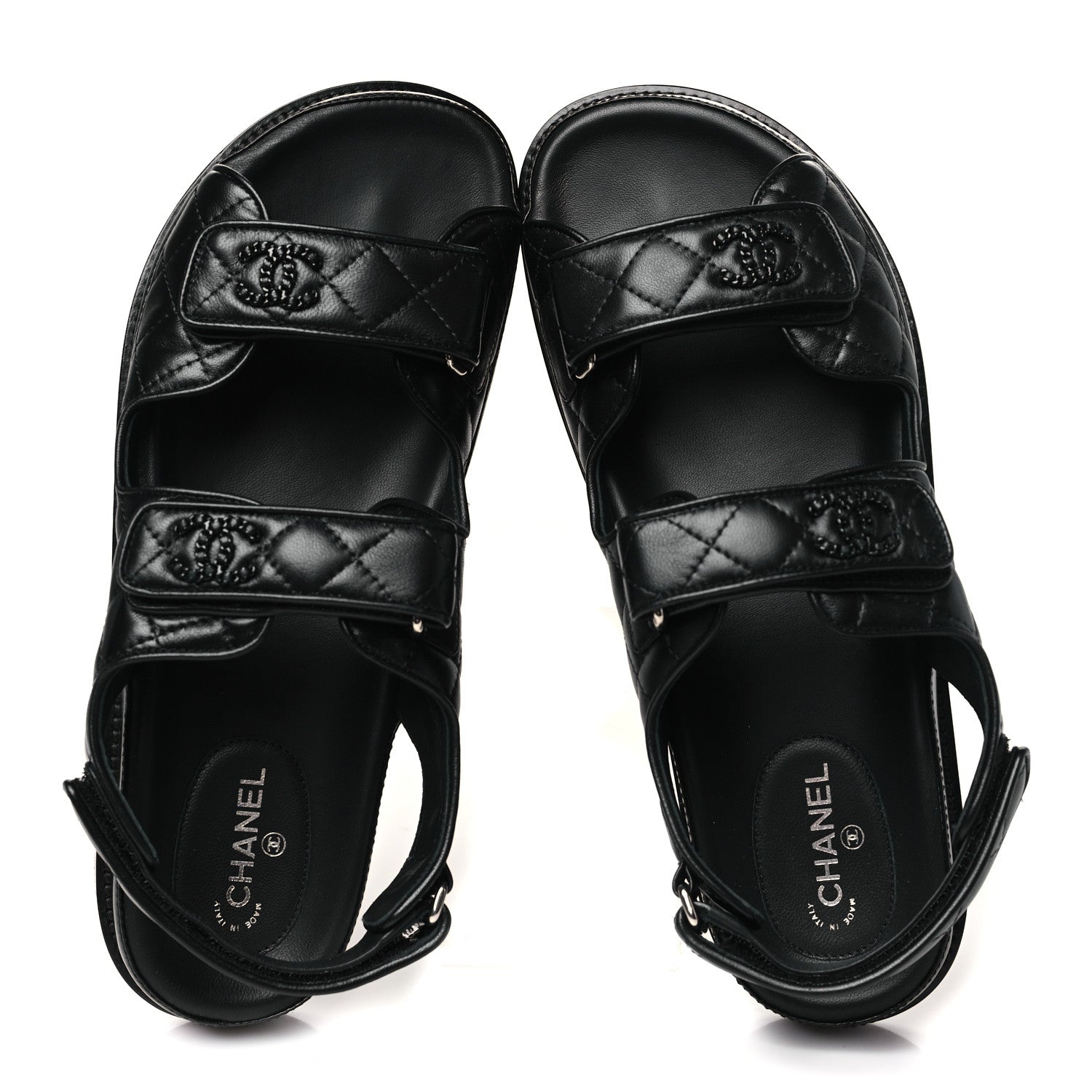 Lambskin Velcro Dad Sandals 40 Black