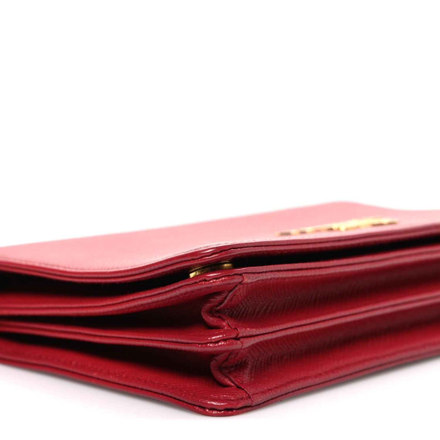 Saffiano Lux Chain Wallet Fuoco