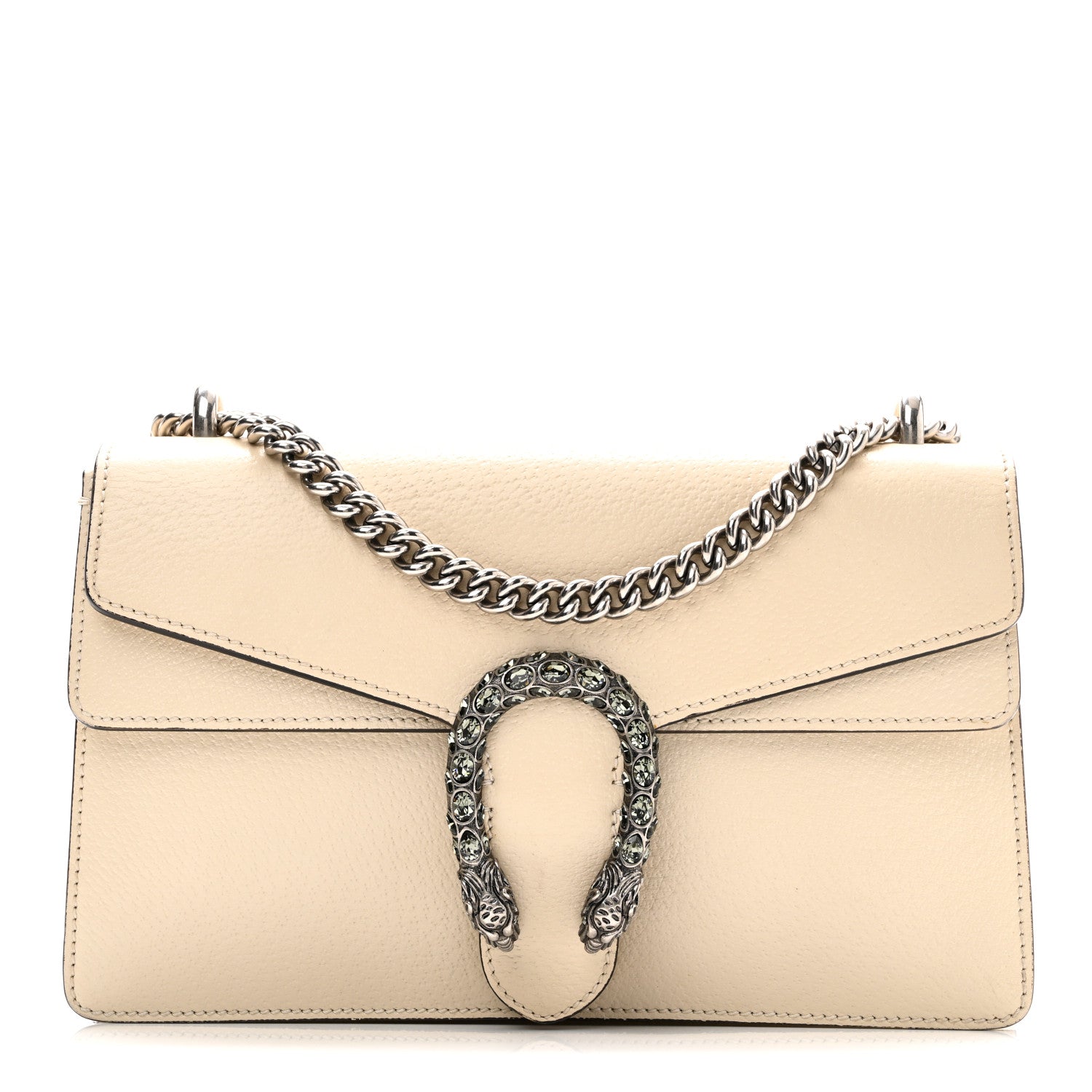Textured Calfskin Crystal Small Dionysus Shoulder Bag Mystic White