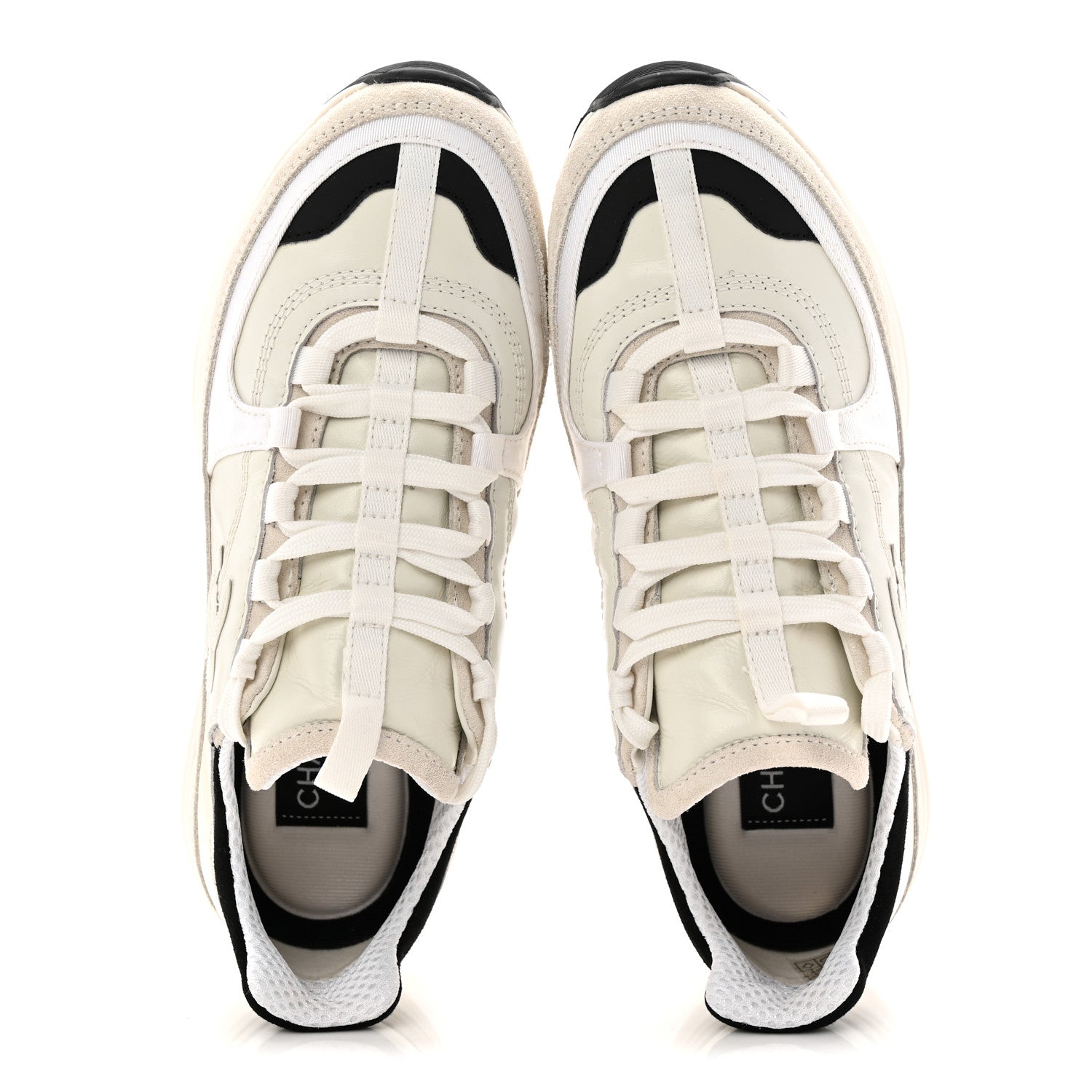 Suede Calfskin Womens CC Sneakers 36.5 White Black