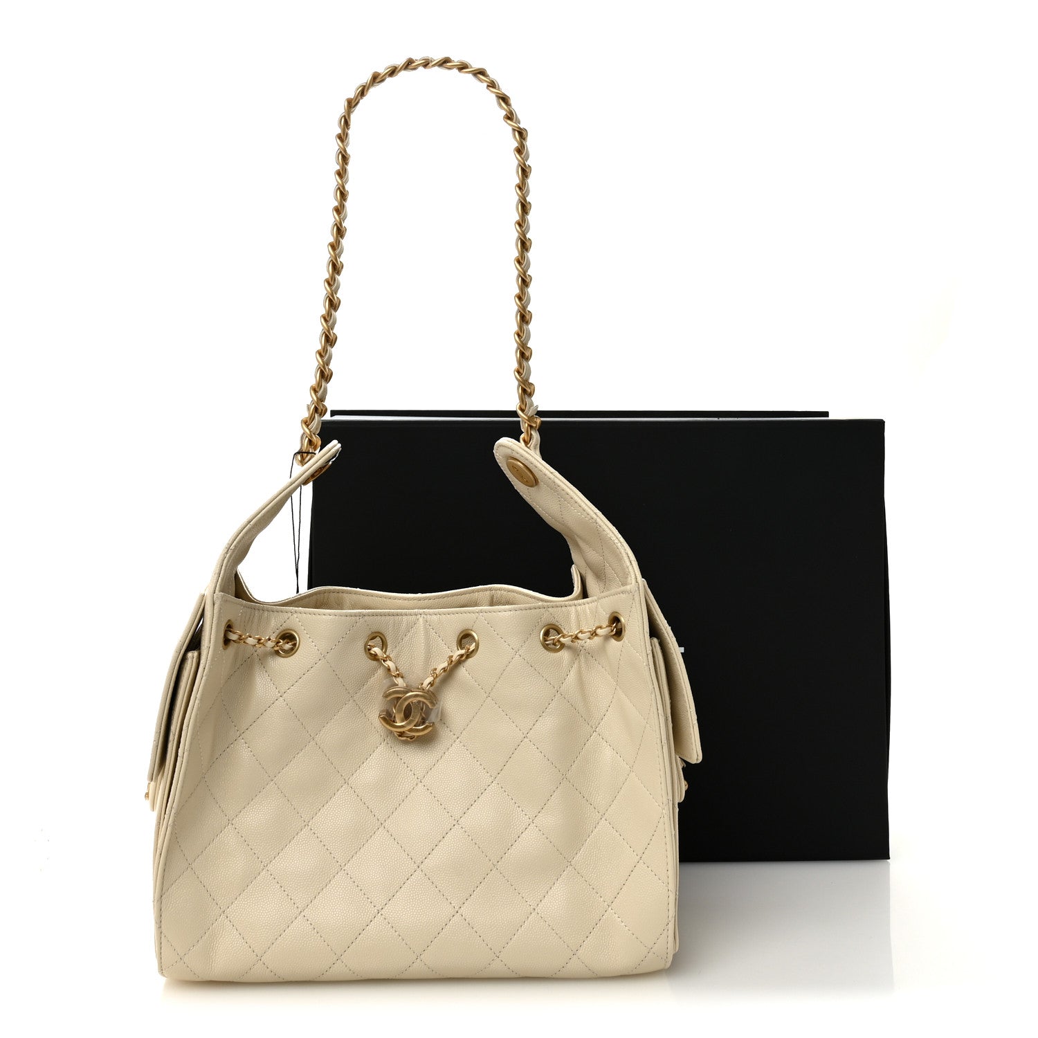 Caviar Quilted Small Chanel 25 Handbag Light Beige
