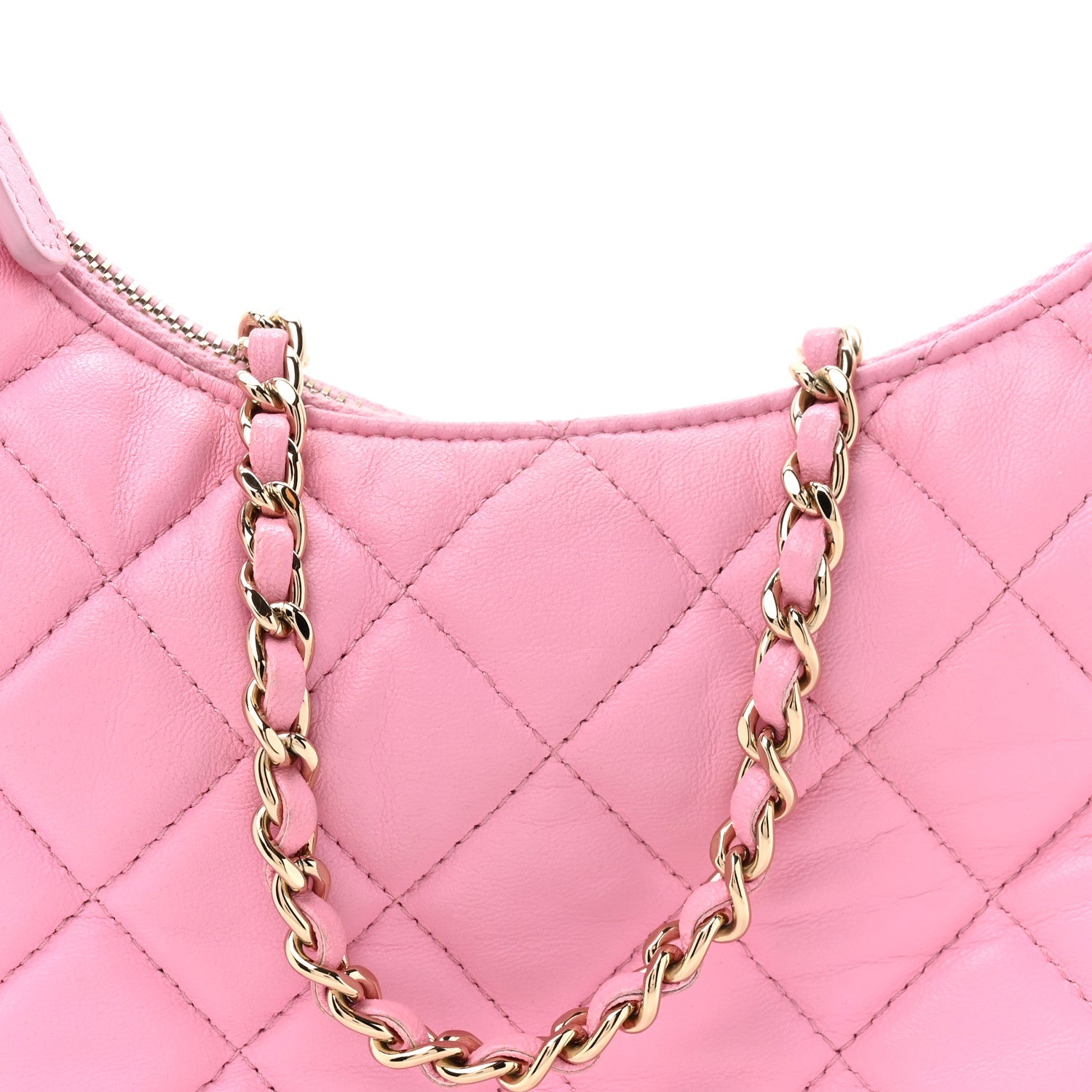 Lambskin Quilted Small Hobo Bag Pink