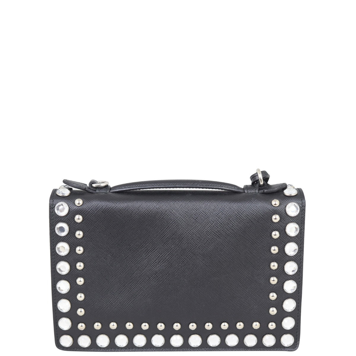 Prada Saffiano Lux Sound Crystal Studded Crossbody