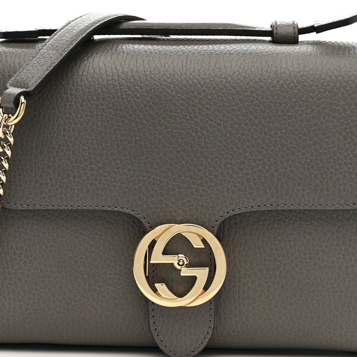 Dollar Calfskin Interlocking G Top Handle Shoulder Bag Loess