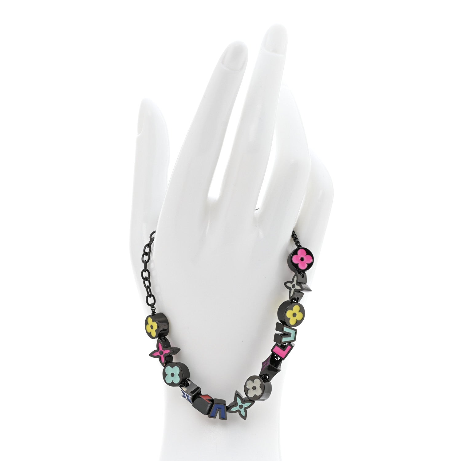 Metal Enamel Monogram Party Bracelet Black Multicolor