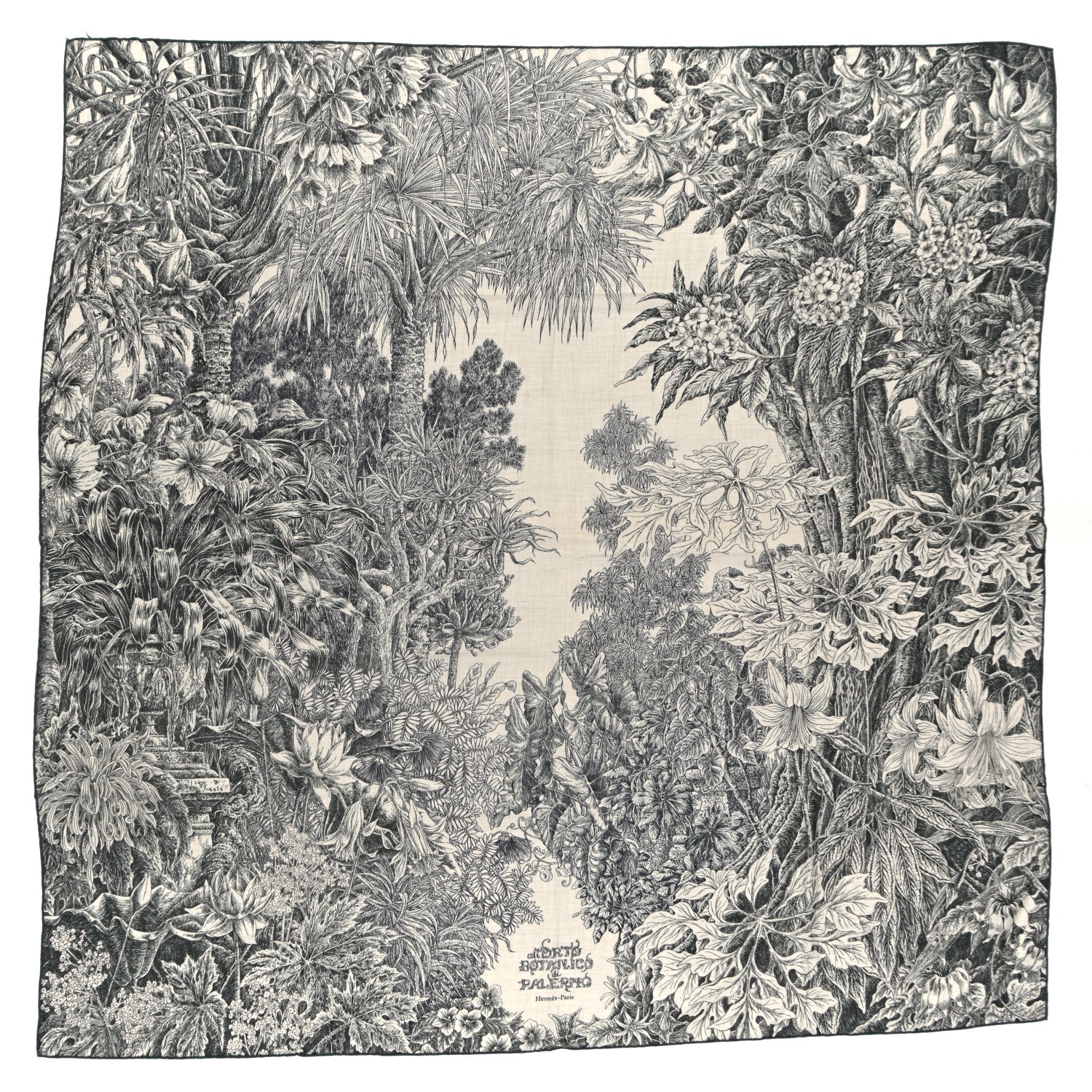 Cashmere Silk All 'Orto Botanico Di Palermo Shawl 140 Vert Loden Naturel Encre
