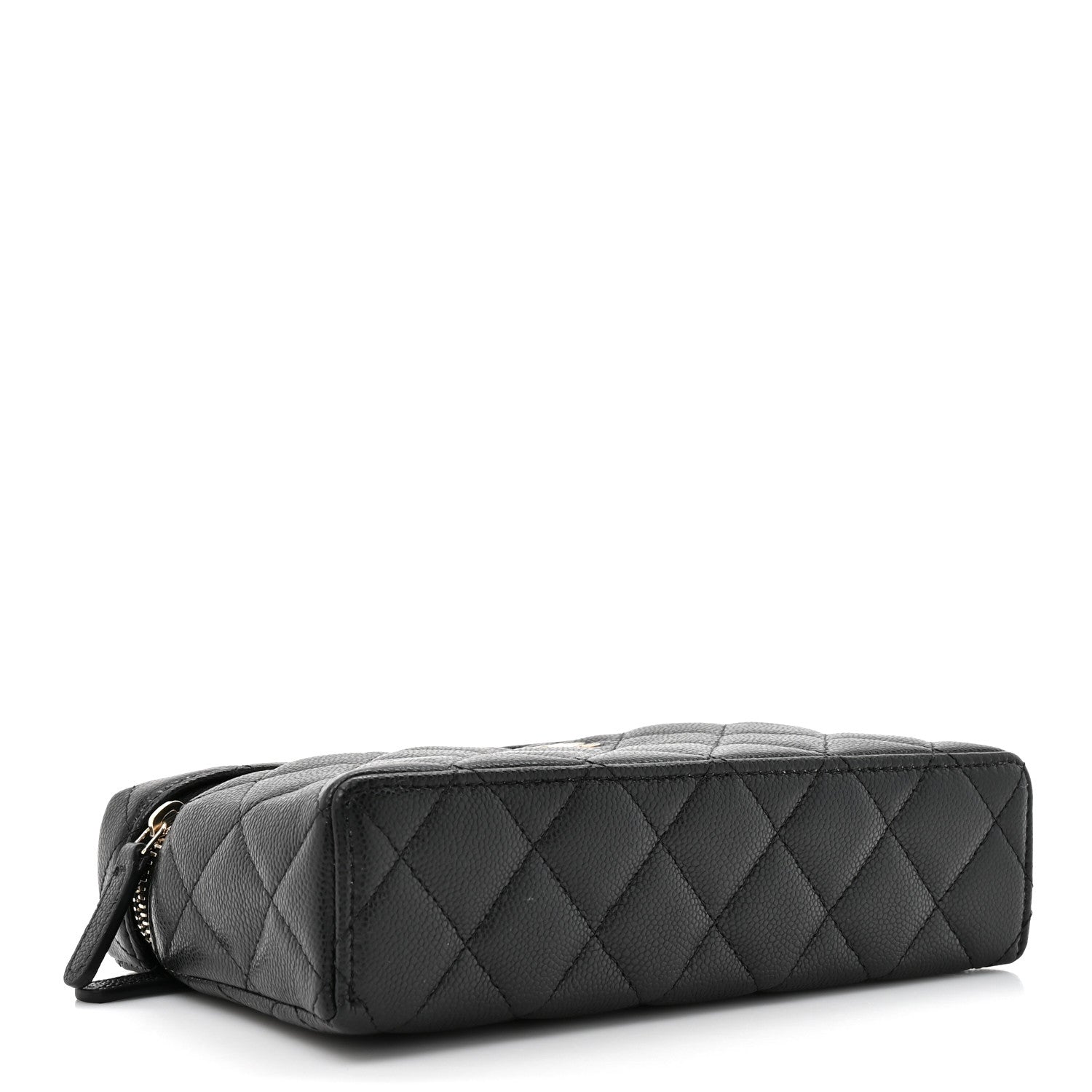 Caviar Quilted Top Handle Slim Vanity With Chain Black