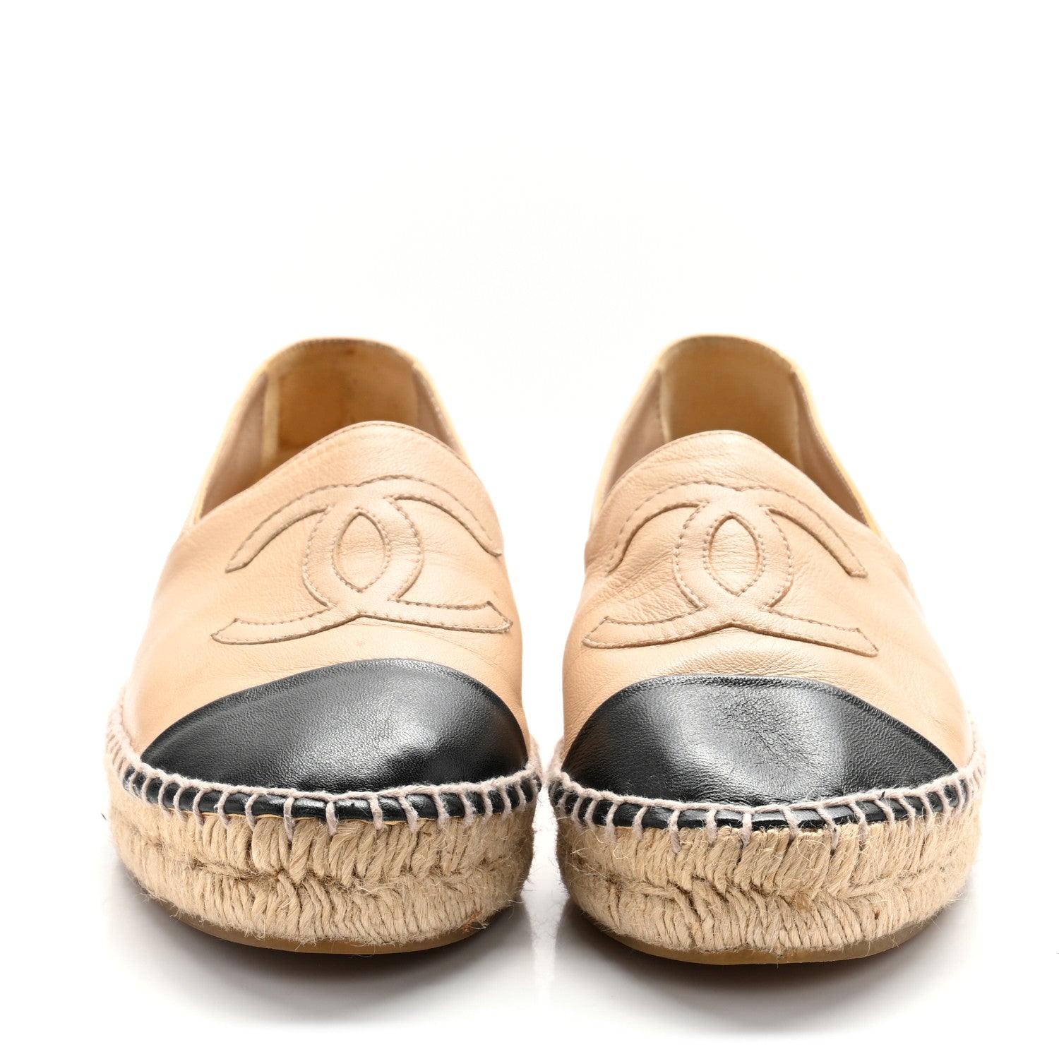 Lambskin CC Espadrilles 37 Beige Black