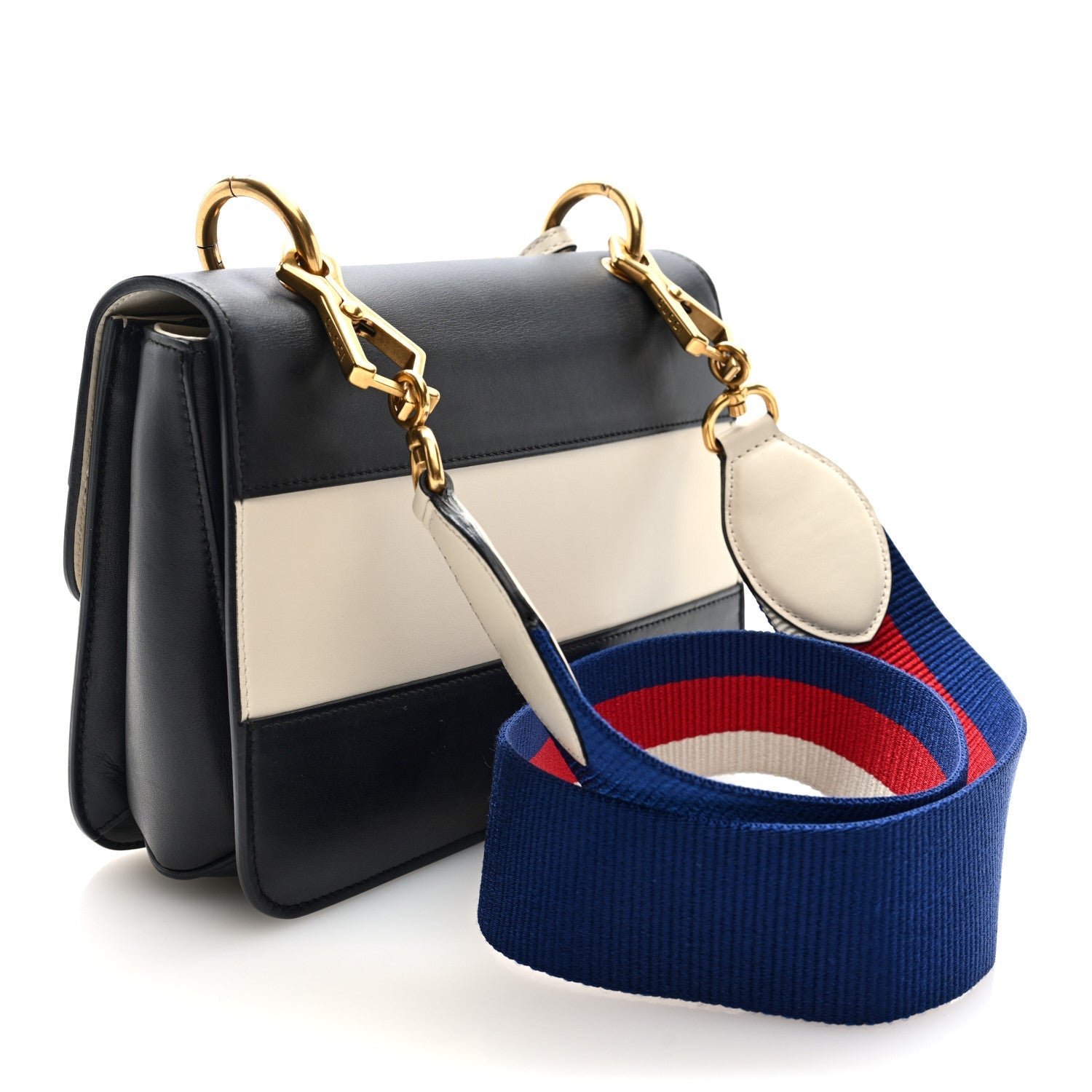 Calfskin Sylvie Web Queen Margaret Shoulder Bag Mystic White Black