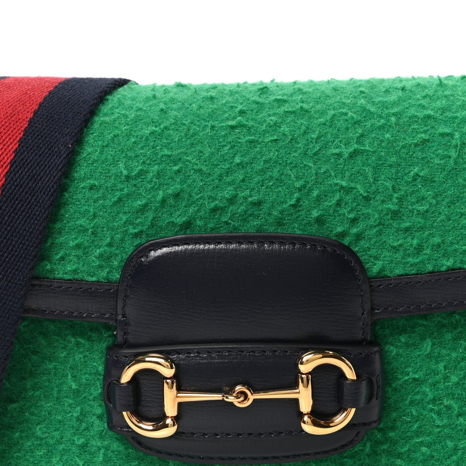 Casy Wool Azalea Calfskin Mini Horsebit 1955 Shoulder Bag Deep Deep Emerald Blue