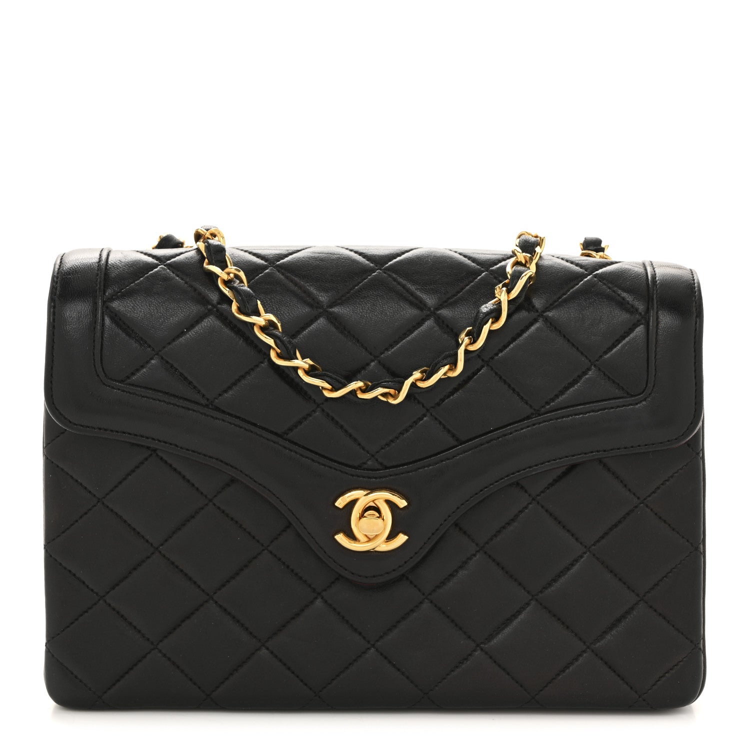 Lambskin Quilted Small Single Flap Black