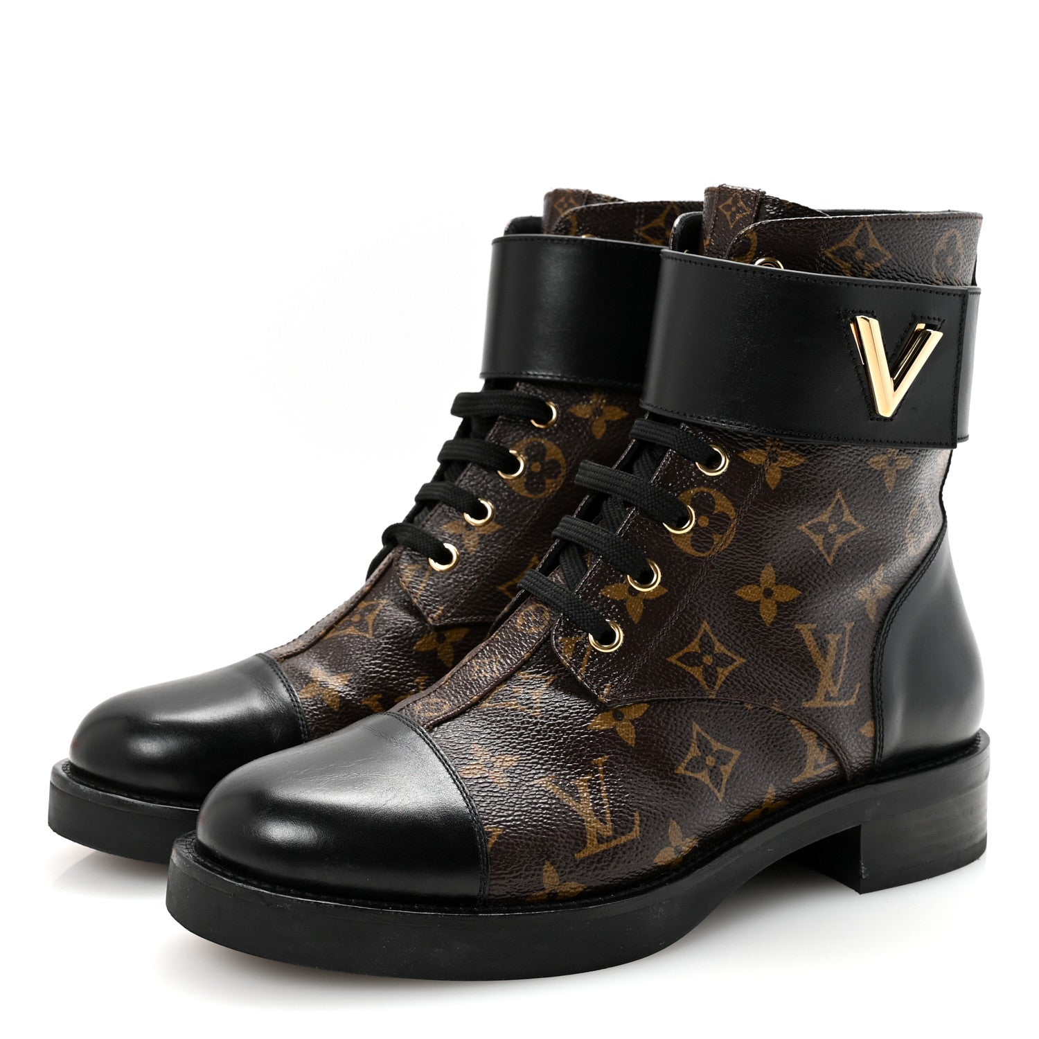 Calfskin Monogram Wonderland Flat Ranger Boots 39.5 Black