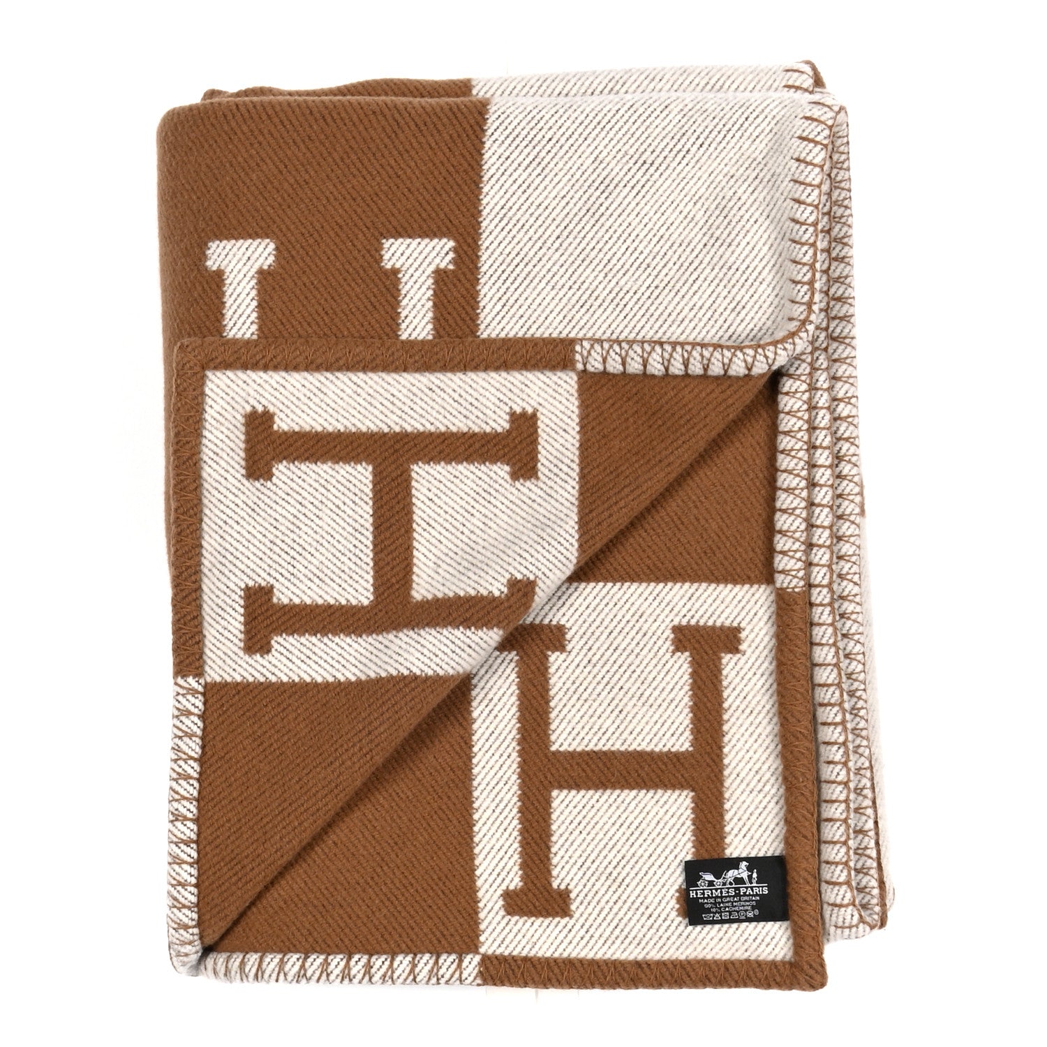 Wool Cashmere Avalon Blanket Ecru Camel