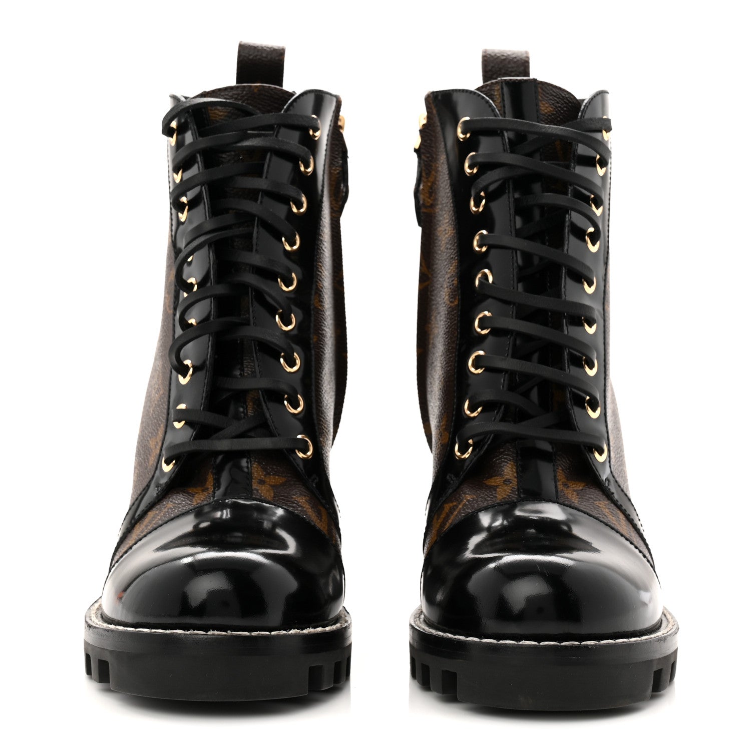 Patent Calfskin Monogram Star Trail Ankle Boots 40 Black