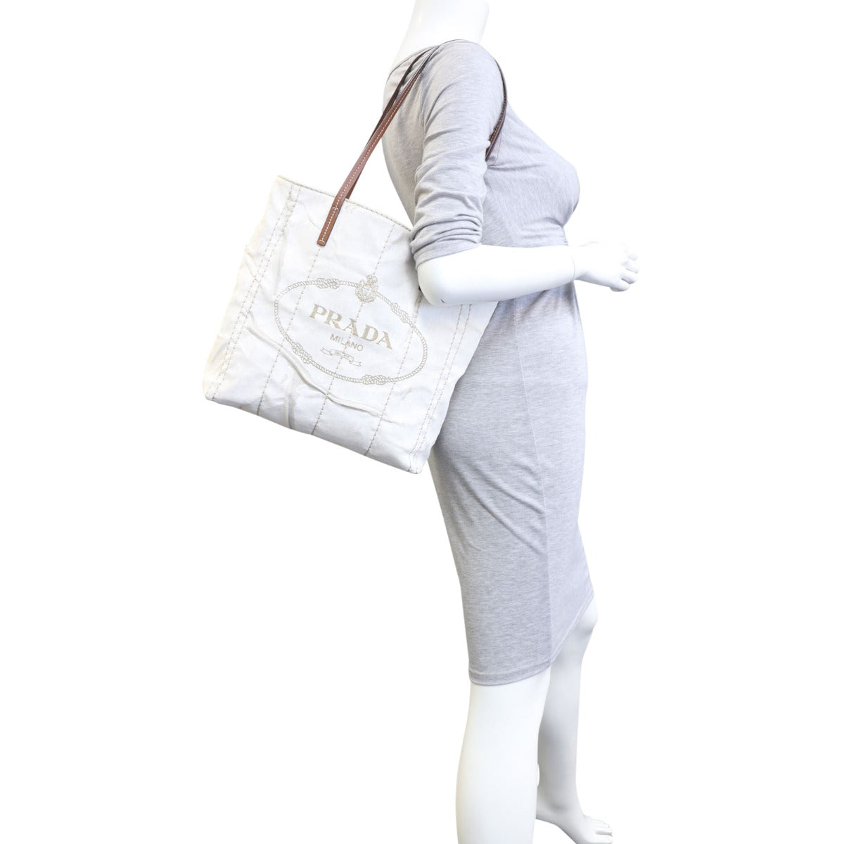 Prada Linen Logo Tote