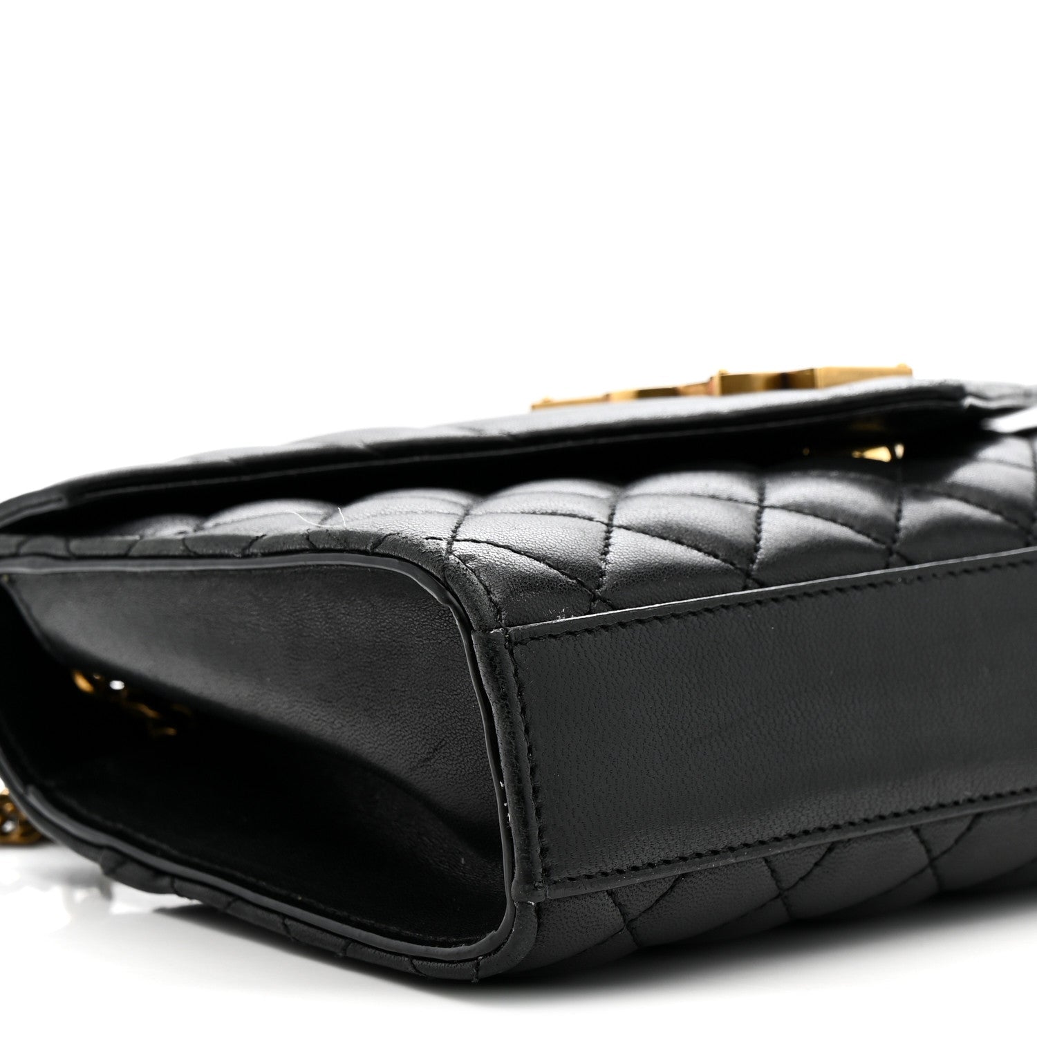 Lambskin Mixed Matelasse Triquilt Small Monogram Satchel Black