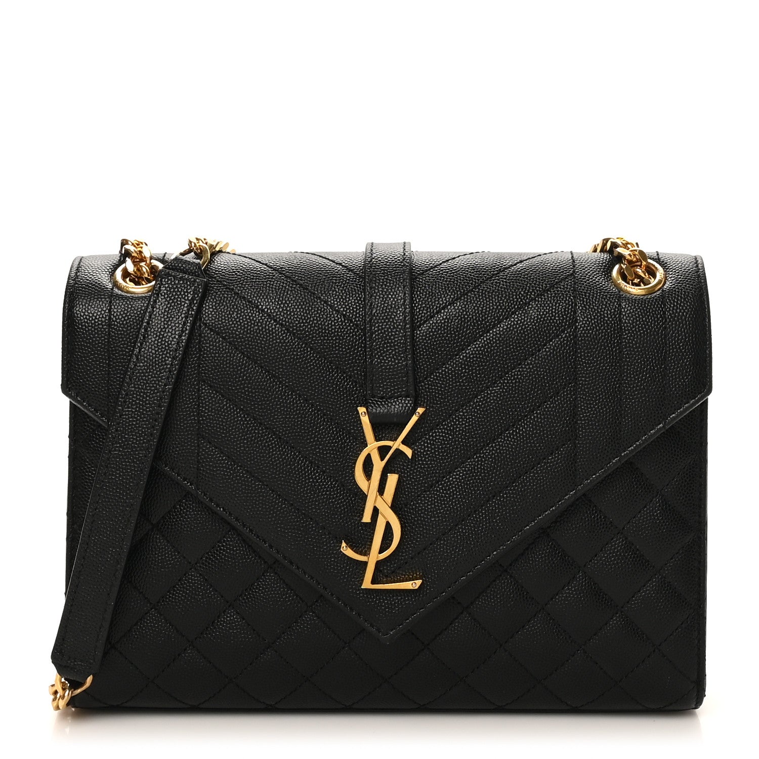 Grain De Poudre Textured Mixed Matelasse Triquilt Medium Monogram Satchel Black