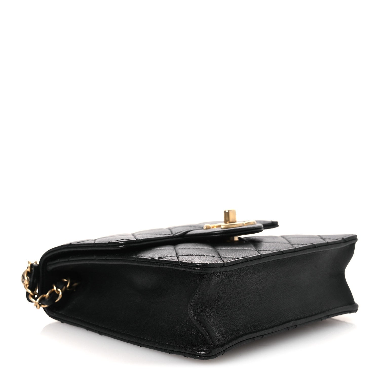 Goatskin Quilted Chic Pearls Flap Black