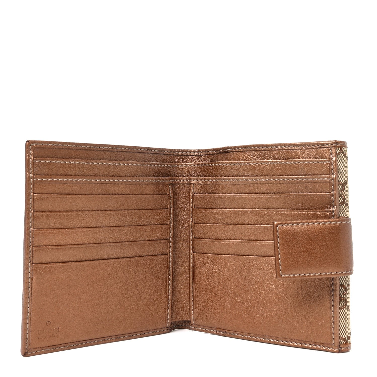 Metallic Calfskin Monogram Lovely Heart French Flap Wallet Bronze