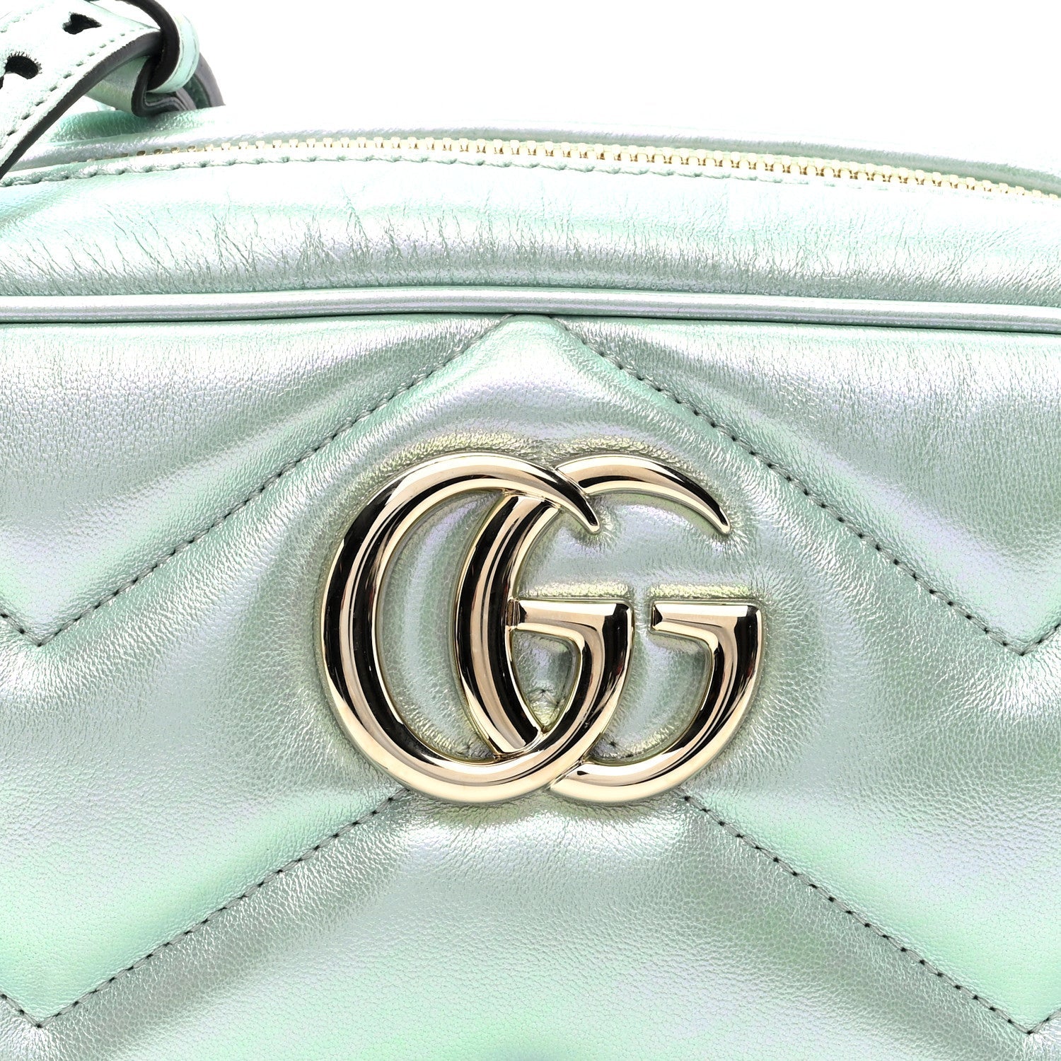 Iridescent Nappa Chevron Matelasse Small GG Marmont Chain Shoulder Bag Iridescent Salvy Green