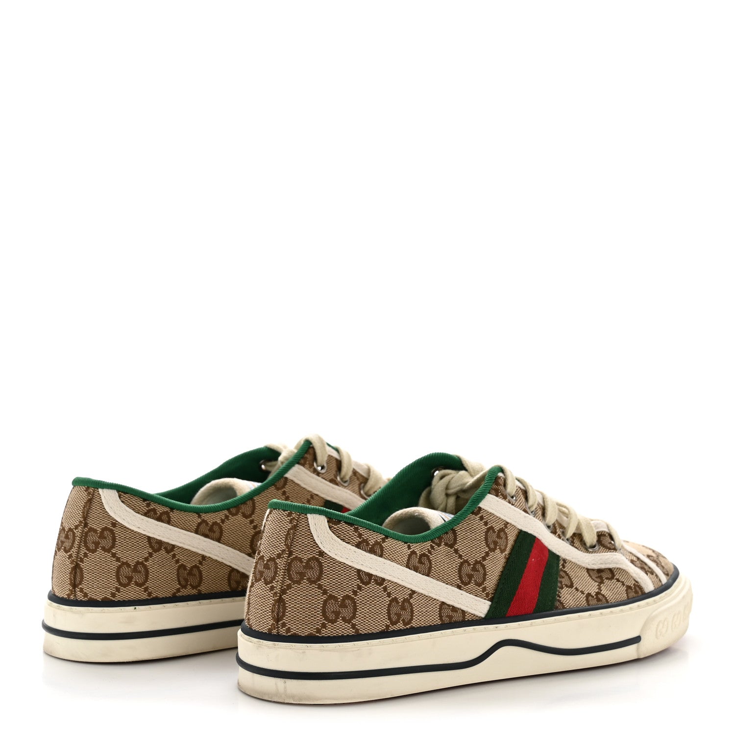 GG Monogram Web Womens 1977 Tennis Sneakers 40 Beige Ebony Mystic White