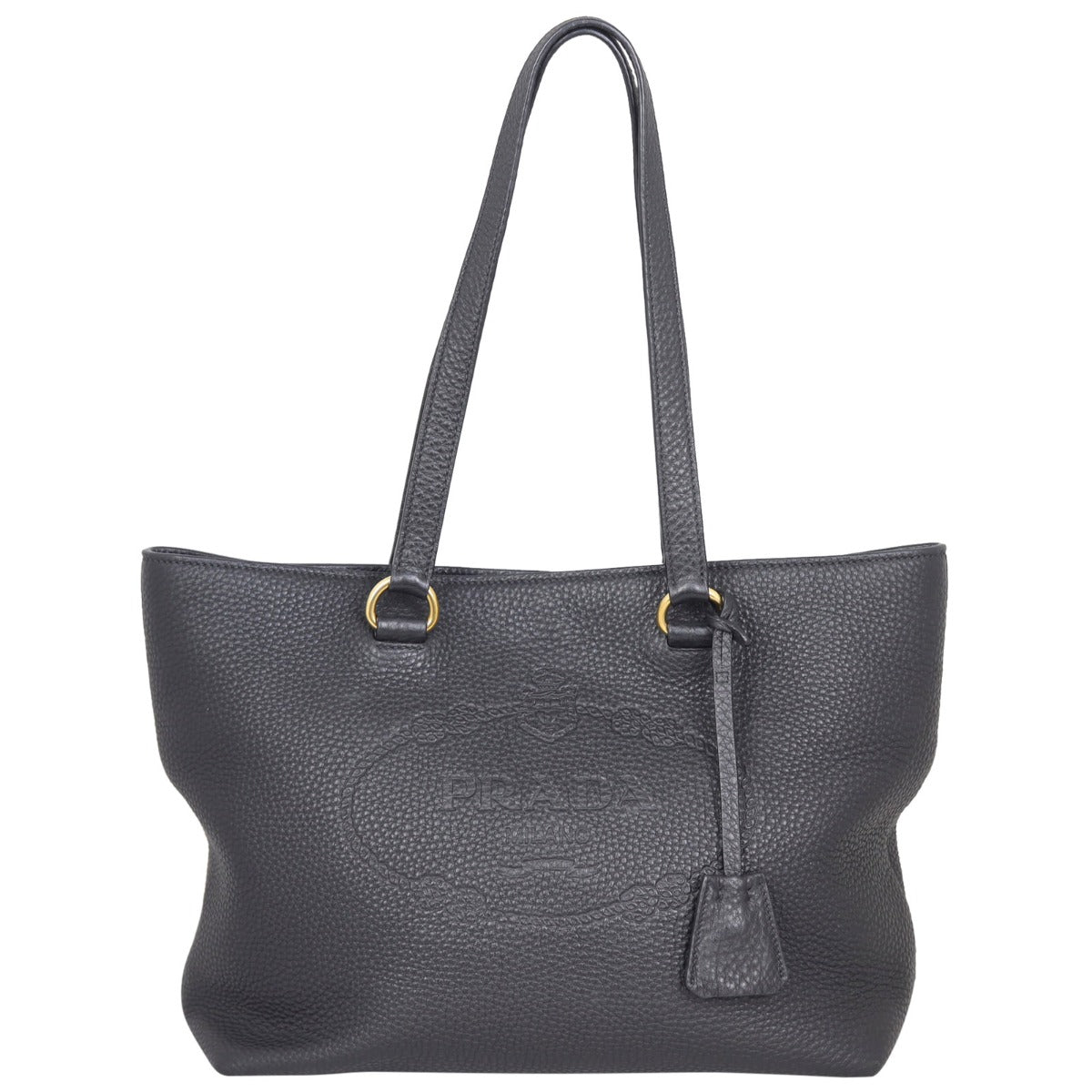 Prada Vitello Daino Logo Embossed Tote