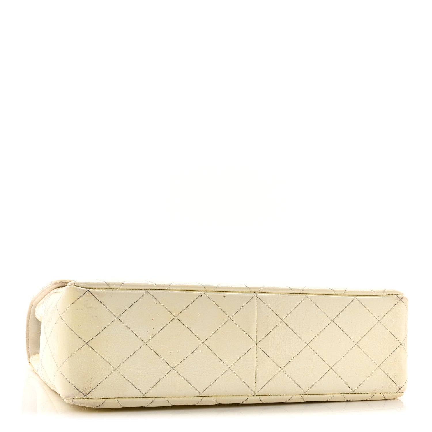 Distressed Patent Jumbo Single Flap White
