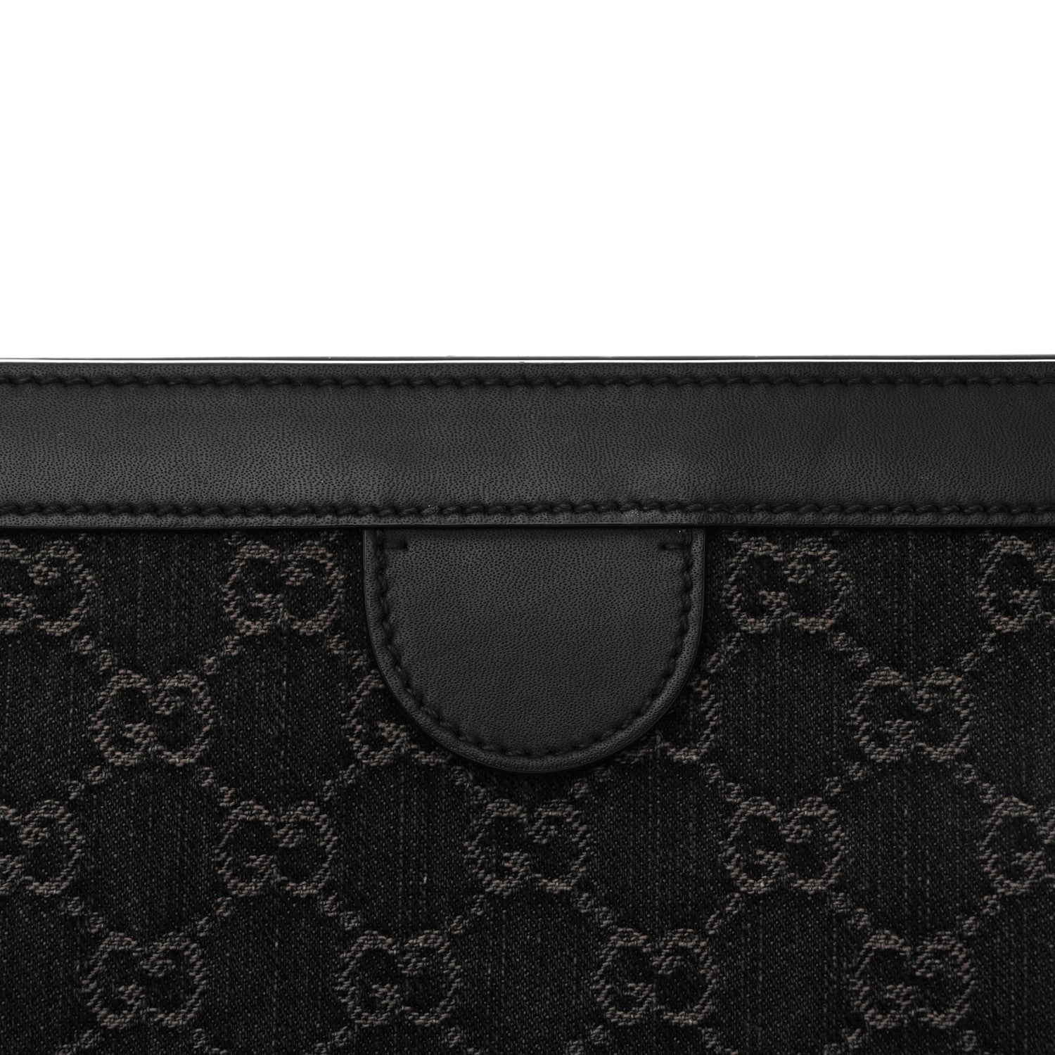 Jacquard Black Denim GG Monogram Chain Shoulder Bag Black Ivory