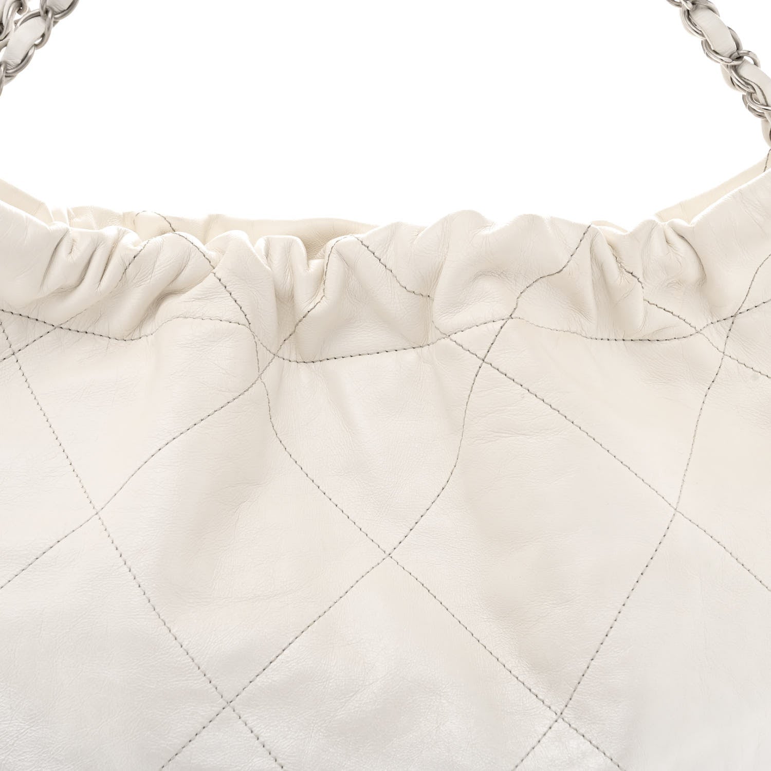 Metallic Shaded Calfskin Quilted Chanel 22 White Silver