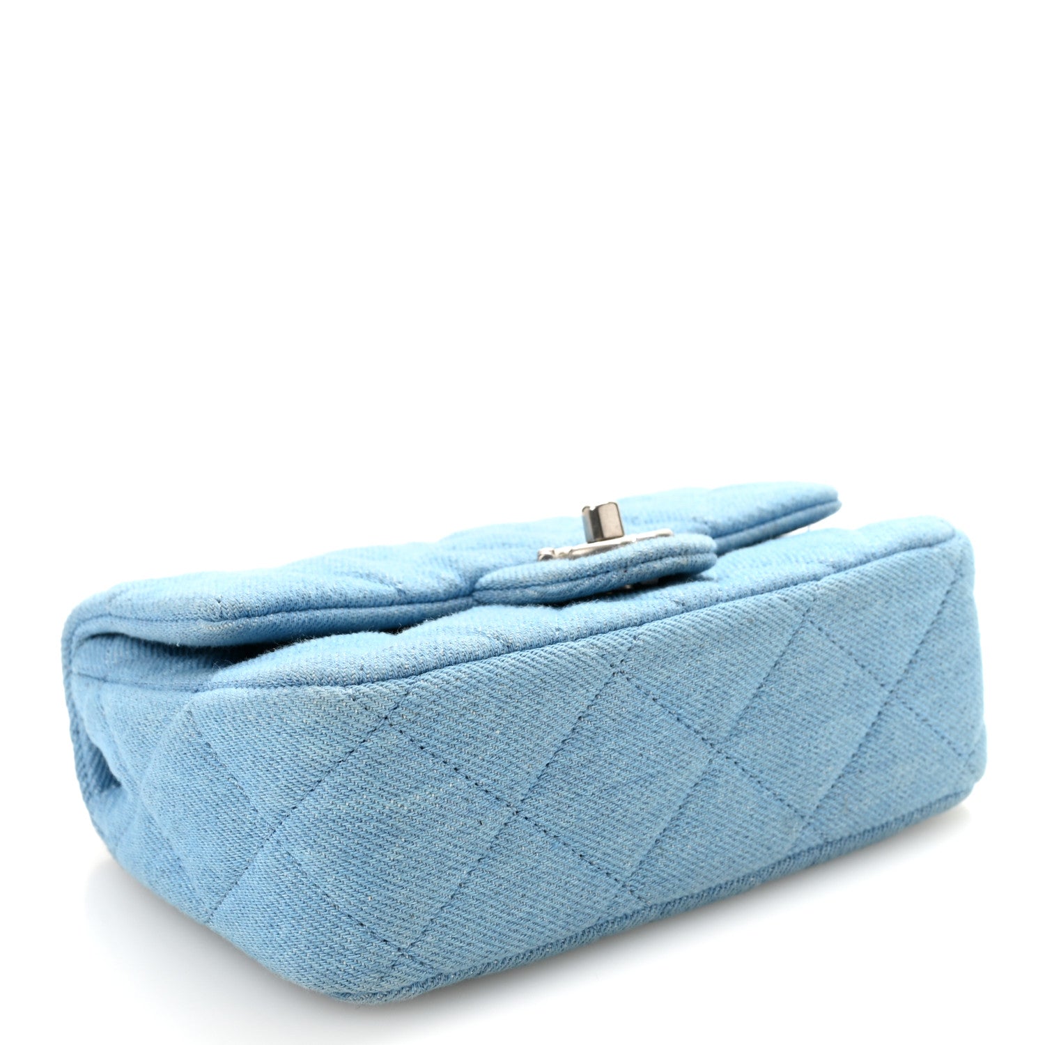 Denim Quilted Sweetheart Mini Flap Blue