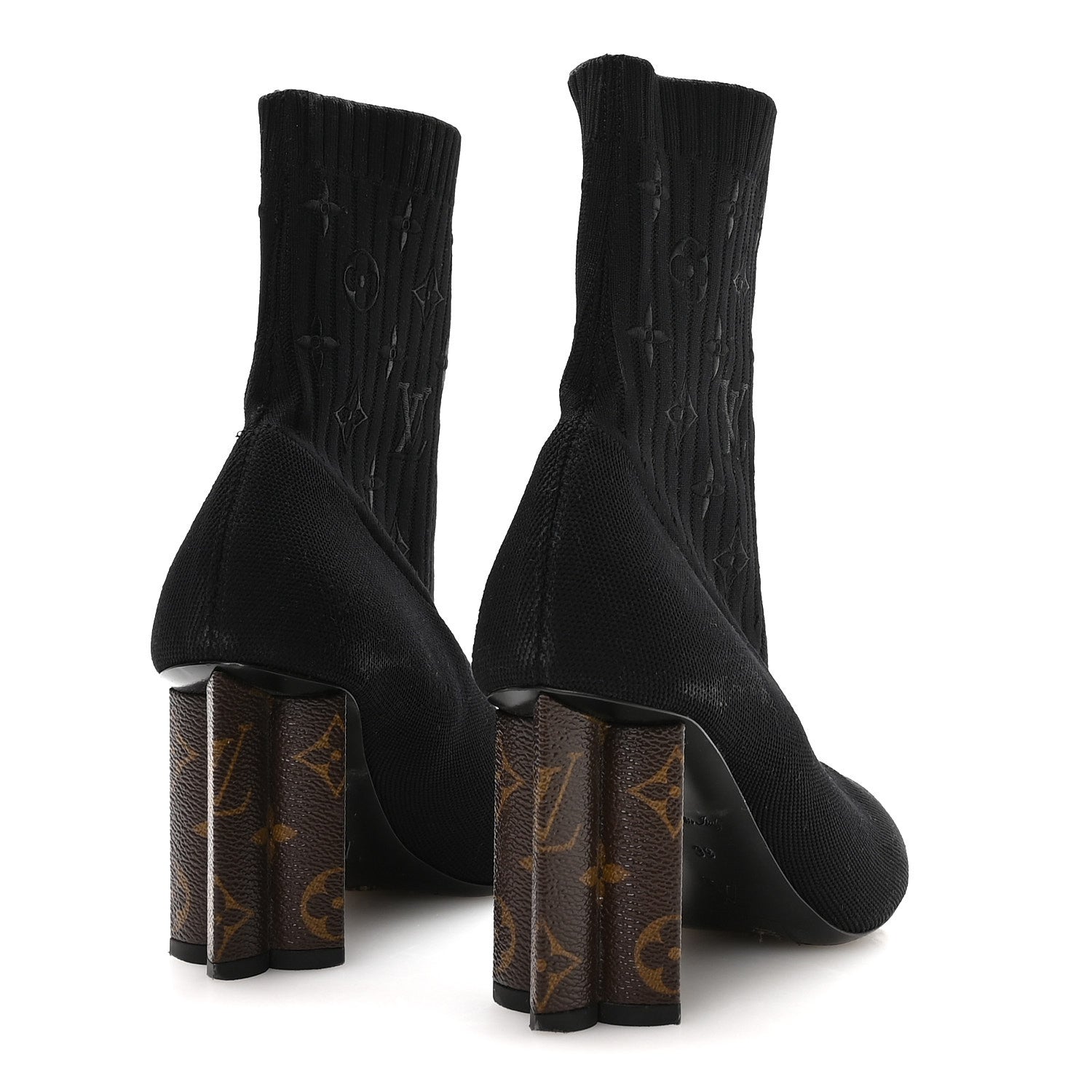 Monogram Stretch Fabric Silhouette Ankle Boots 39 Black