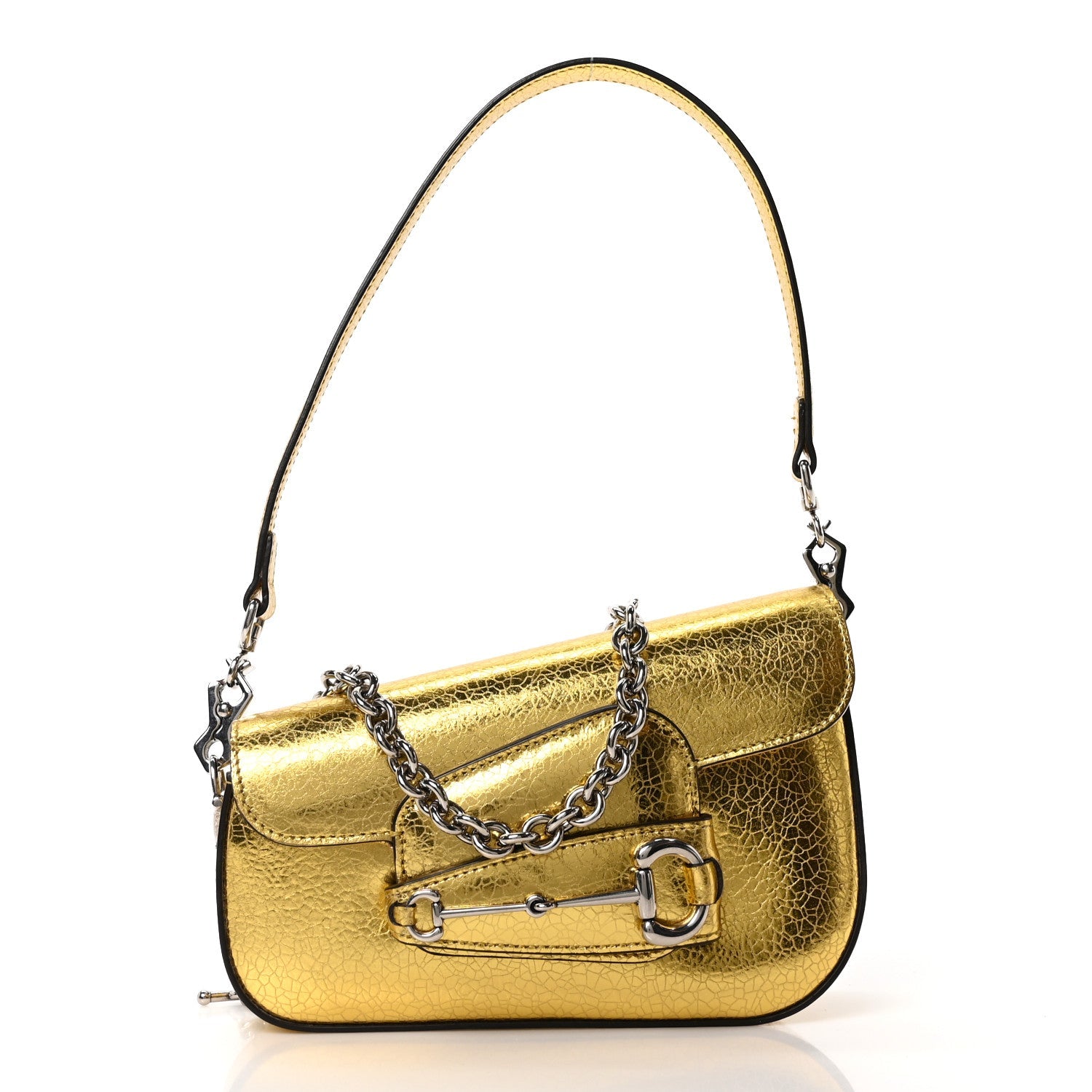 Metallic Calfskin Mini Horsebit 1955 Asymmetric Shoulder Bag Gold