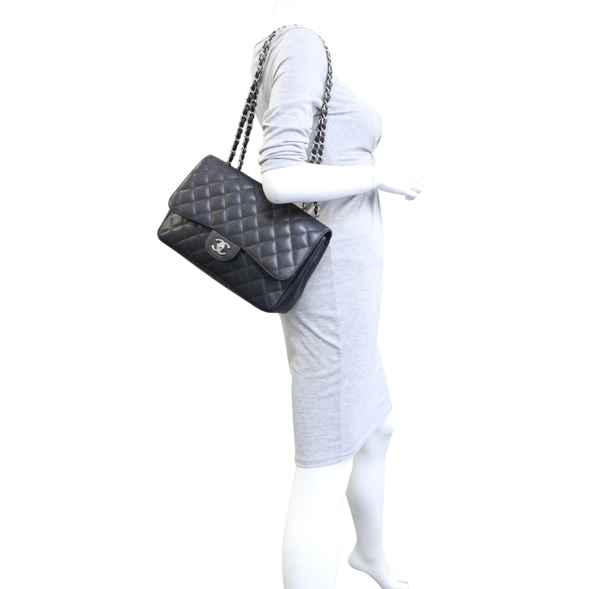 Chanel Classic Single Flap Jumbo | Black Silver Hardware