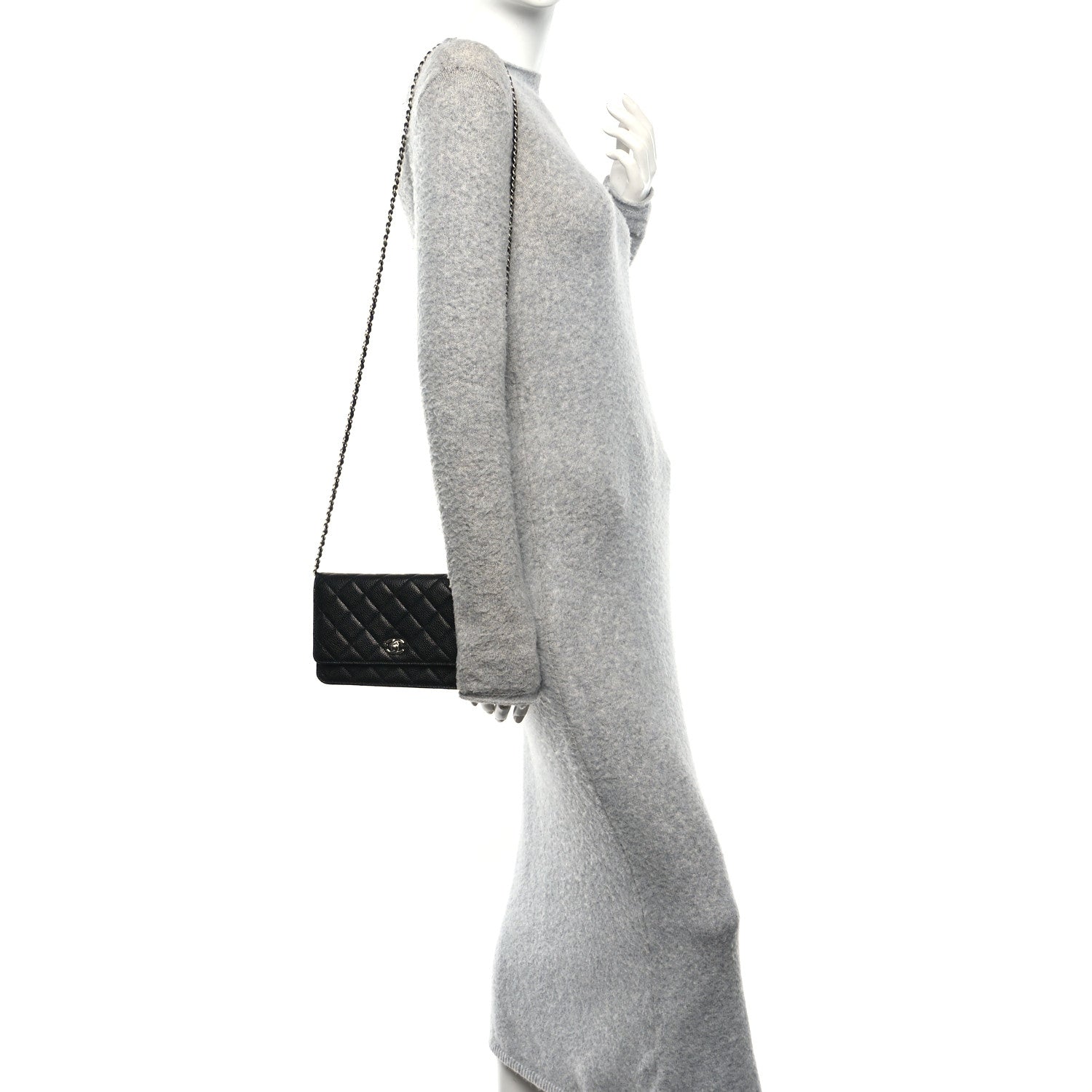 Caviar Quilted CC Turnlock Wallet On Chain WOC Black