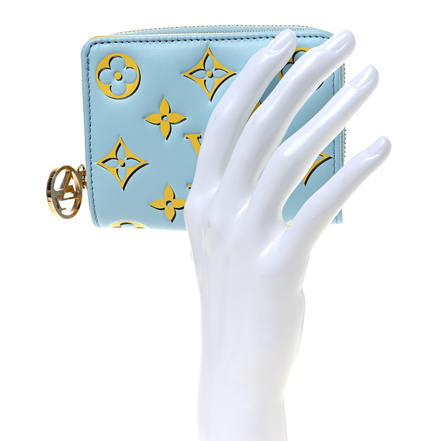 Lambskin Embossed Monogram Lou Coussin Wallet Blue Yellow