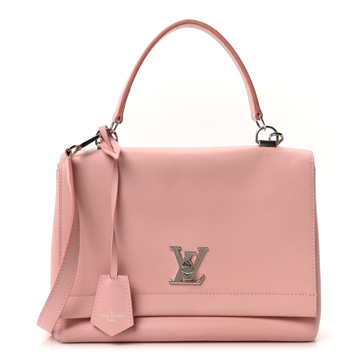 Soft Calfskin Lockme II Top Handle Rose Ballerine