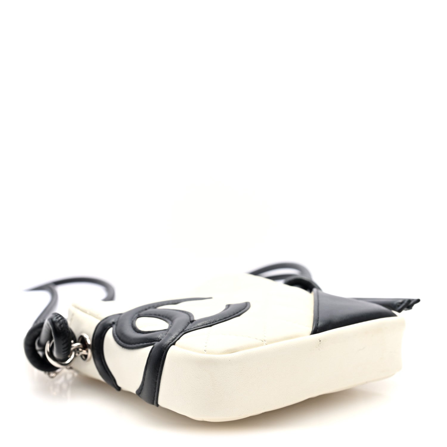 Calfskin Quilted Cambon Small Messenger White Black