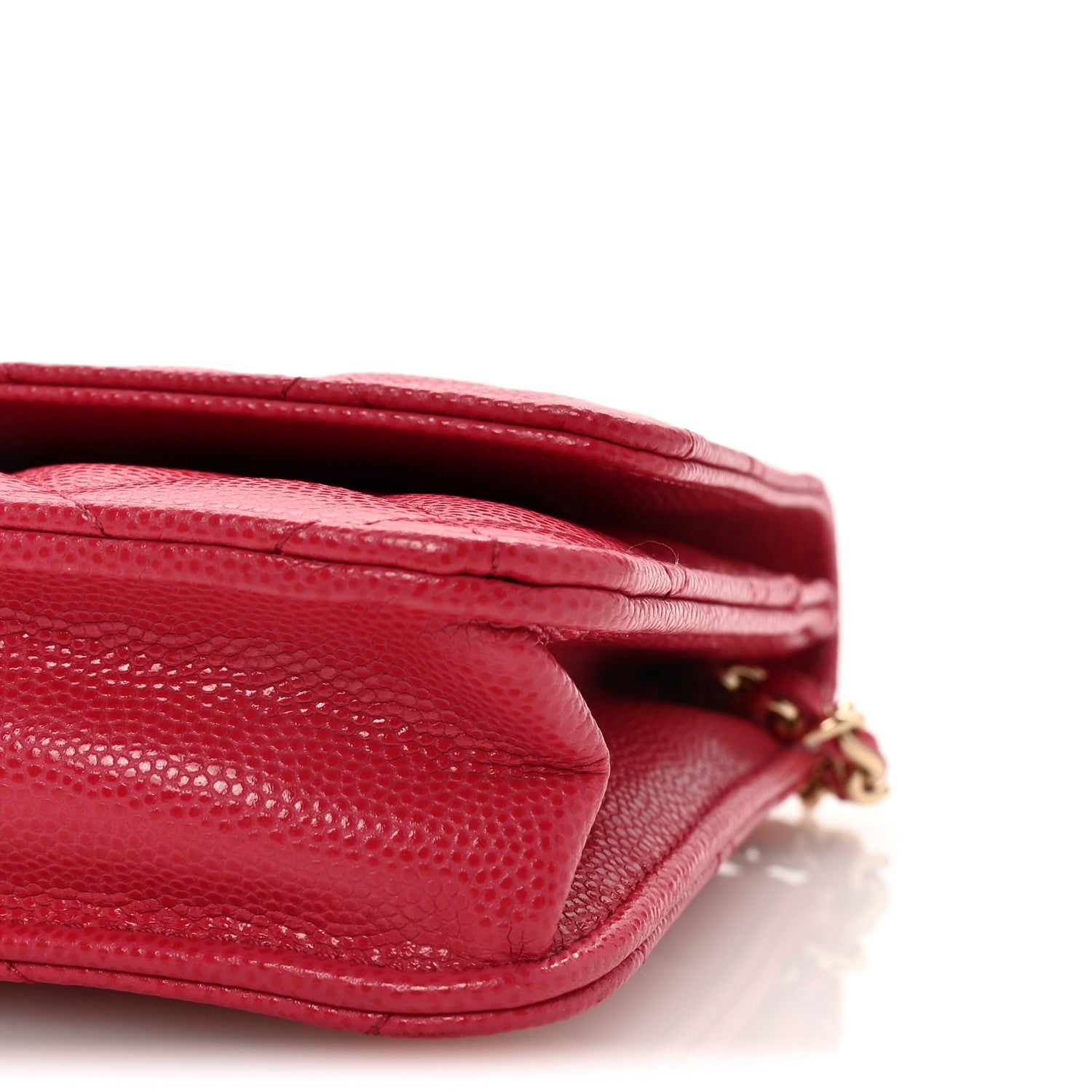 Caviar Quilted Wallet on Chain WOC Dark Pink