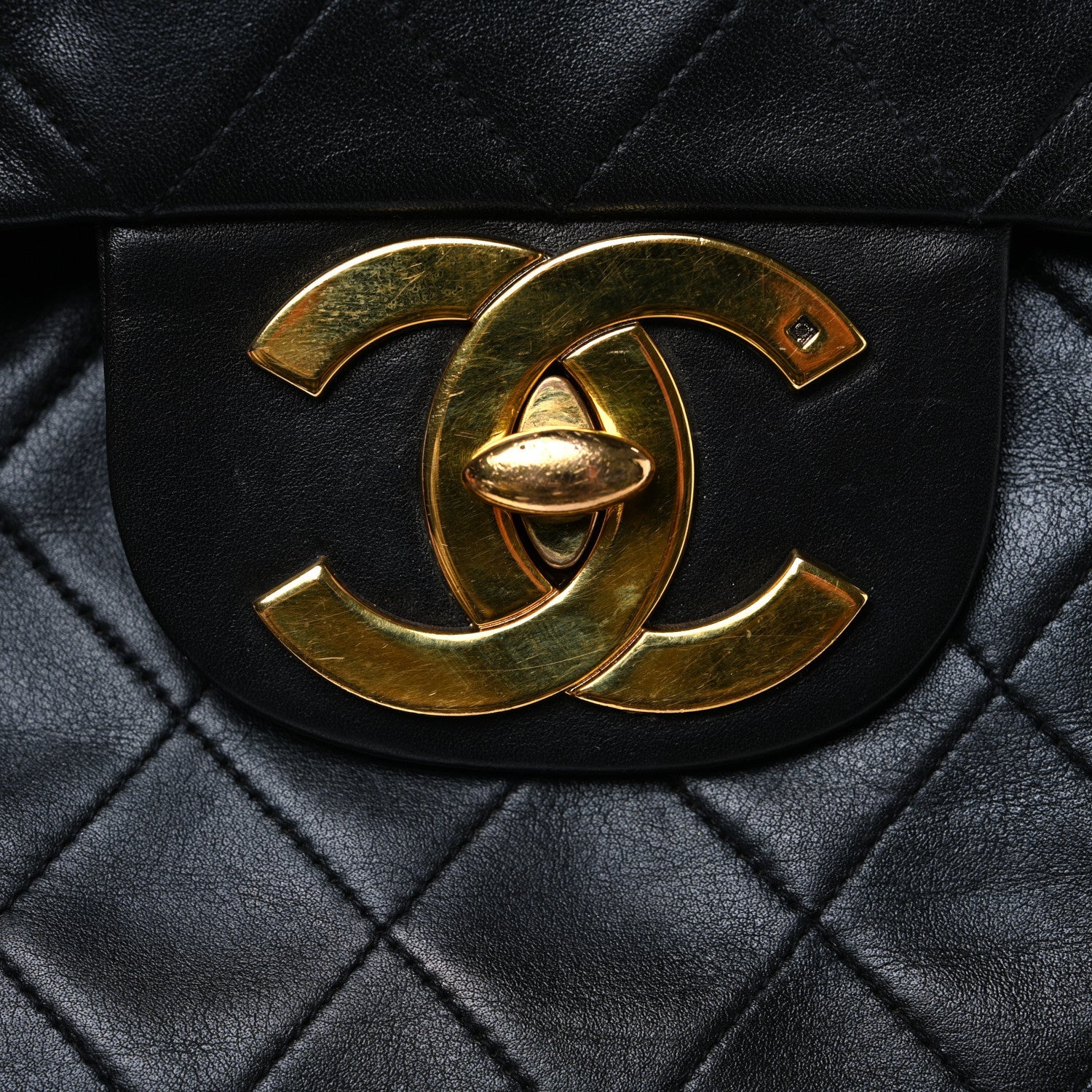 Lambskin Quilted XL Jumbo Single Flap Black