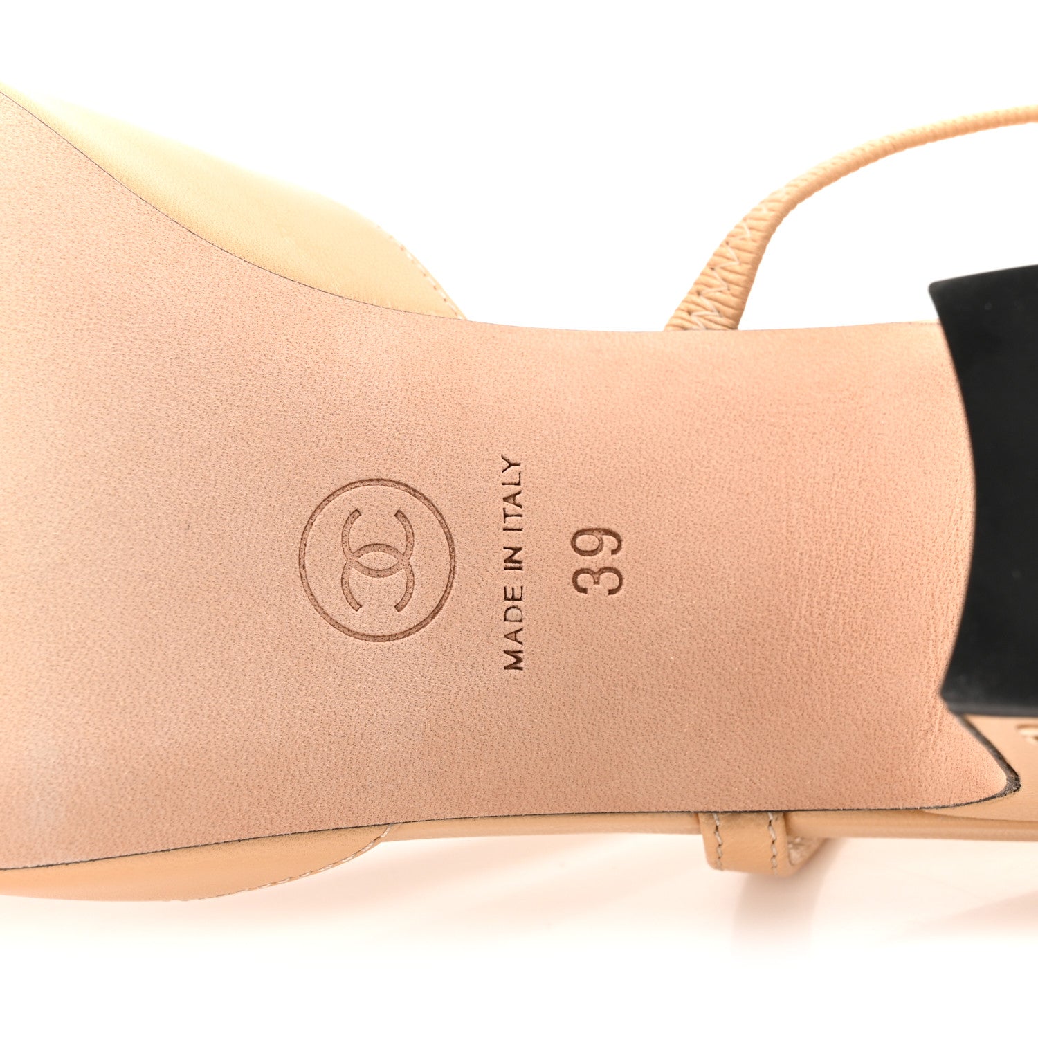Goatskin Grosgrain Cap Toe CC Slingback Pumps 39 Beige Black