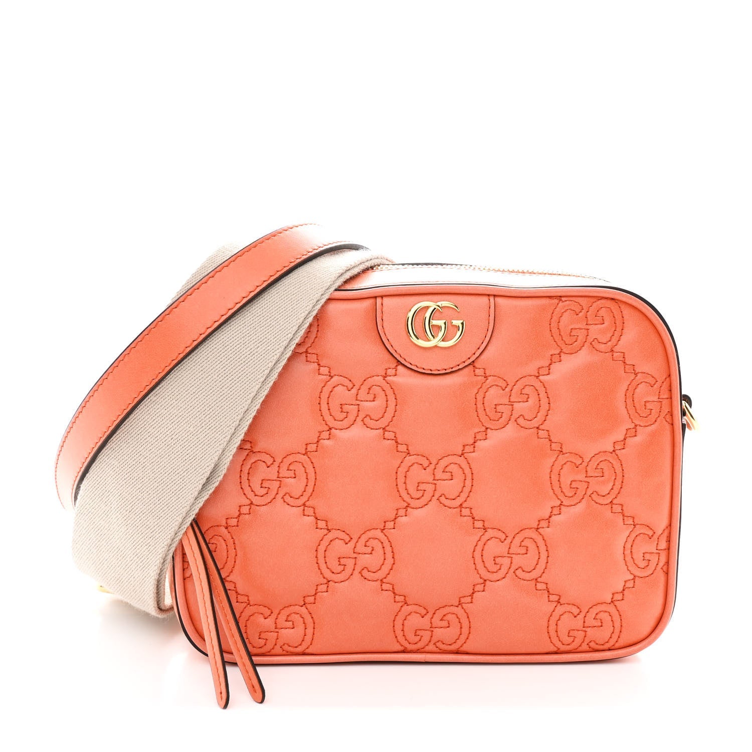 Calfskin GG Matelasse Shoulder Bag Spring Orange Natural