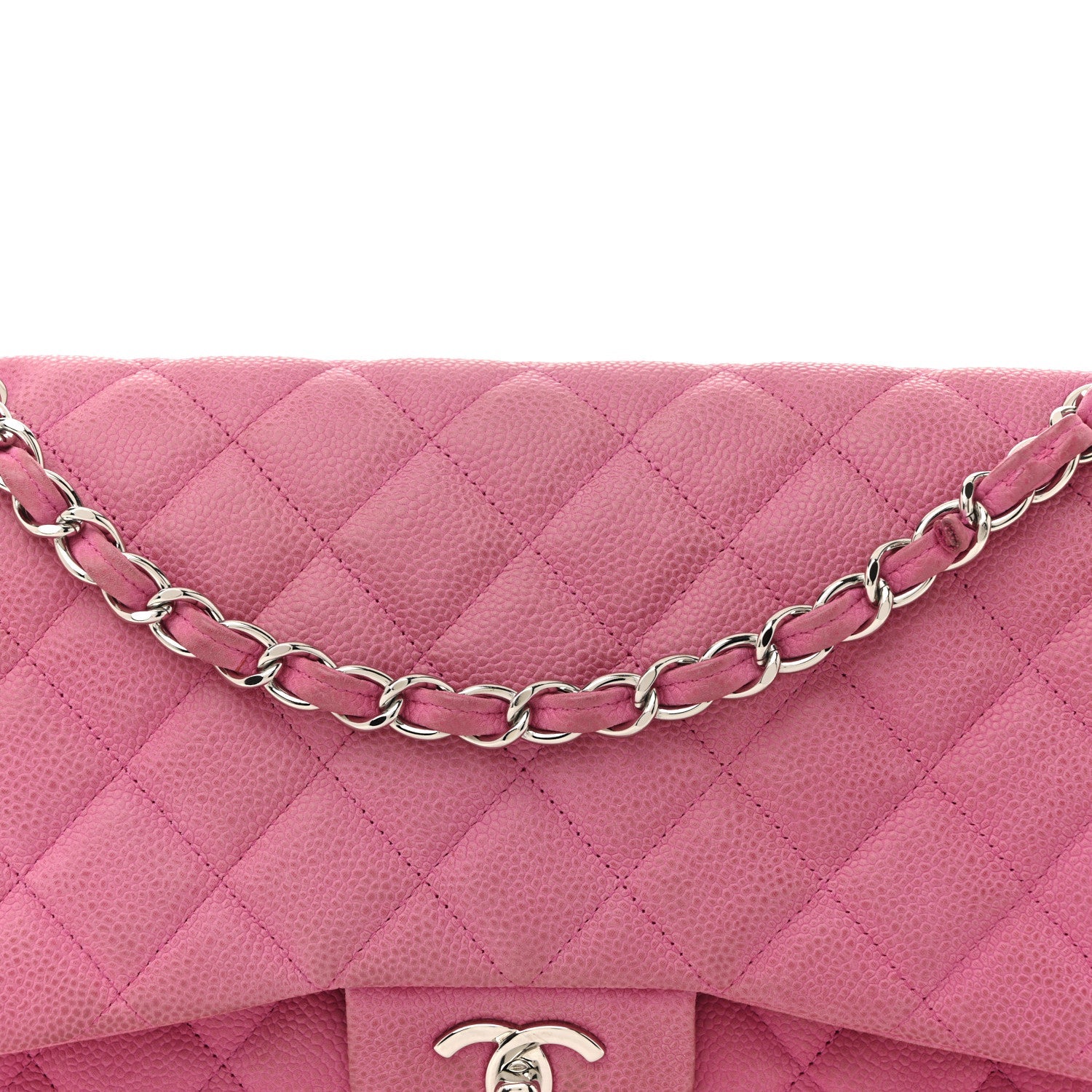 Caviar Quilted Jumbo Double Flap Pink