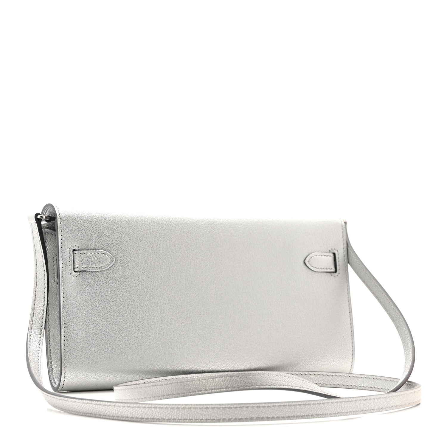 Metallic Chevre Chamkilight Kelly Wallet To Go Argent