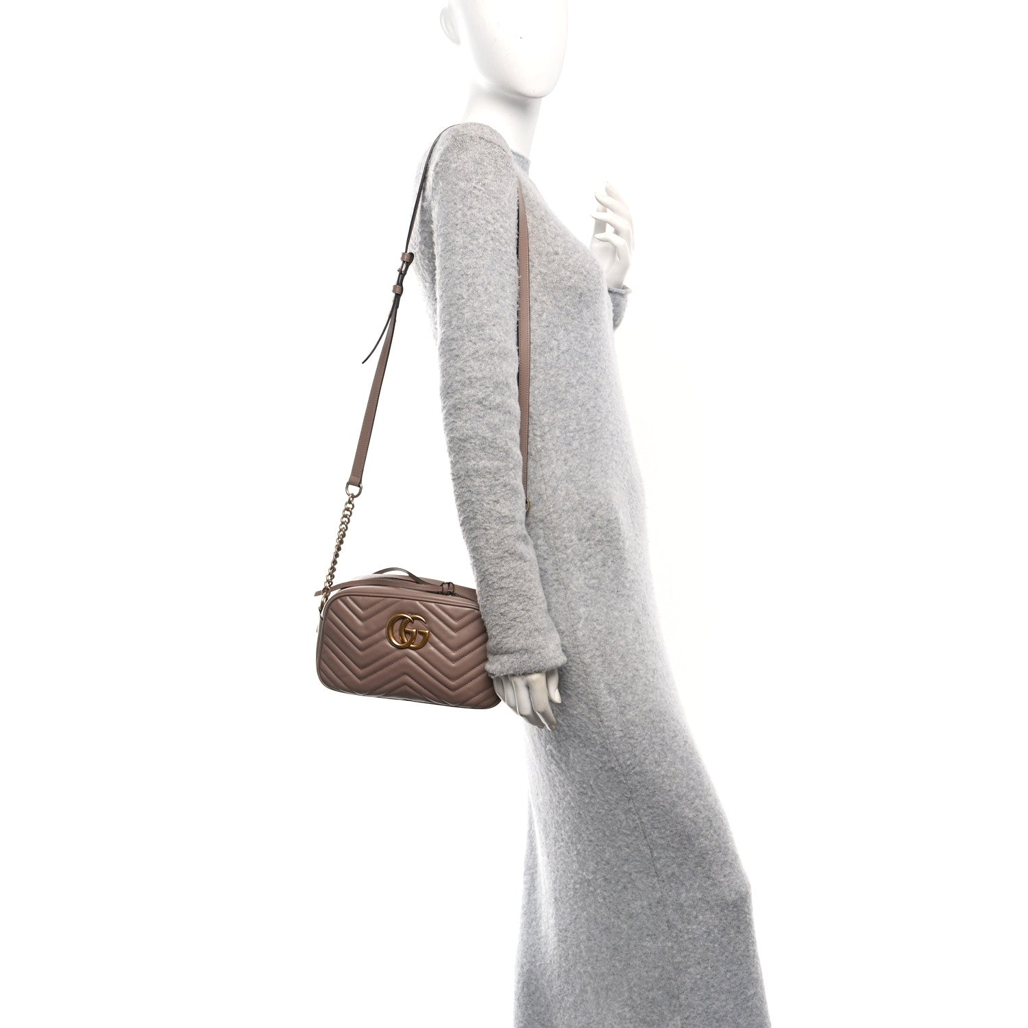 Calfskin Matelasse Small GG Marmont Chain Shoulder Bag Porcelain Rose